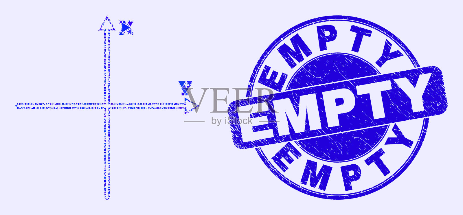 蓝色垃圾空邮票和笛卡儿轴马赛克插画图片素材