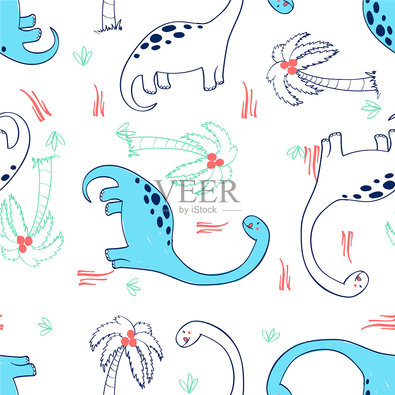 动物无缝图案印花设计插画图片素材