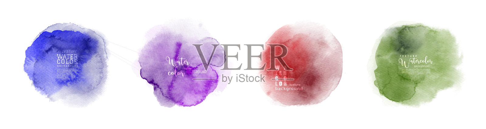 时尚的标志与手绘污渍水彩画集插画图片素材