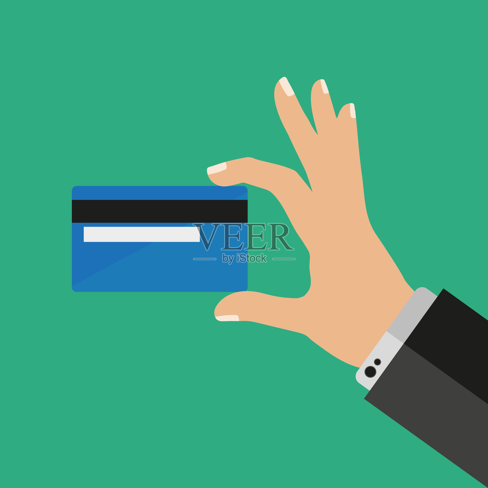 手持信用卡插画图片素材