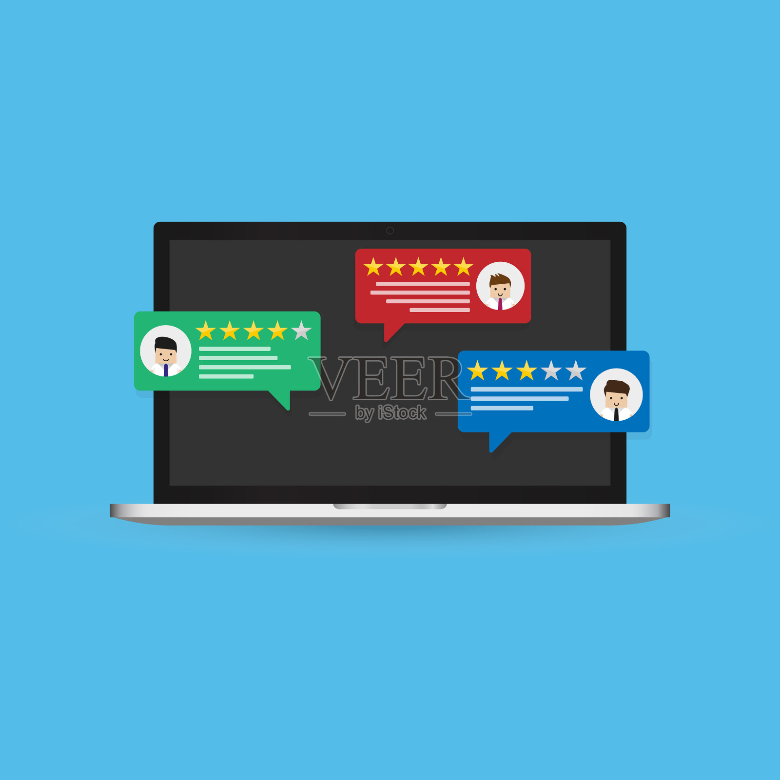 在线交流笔记本电脑与聊天网站插画图片素材