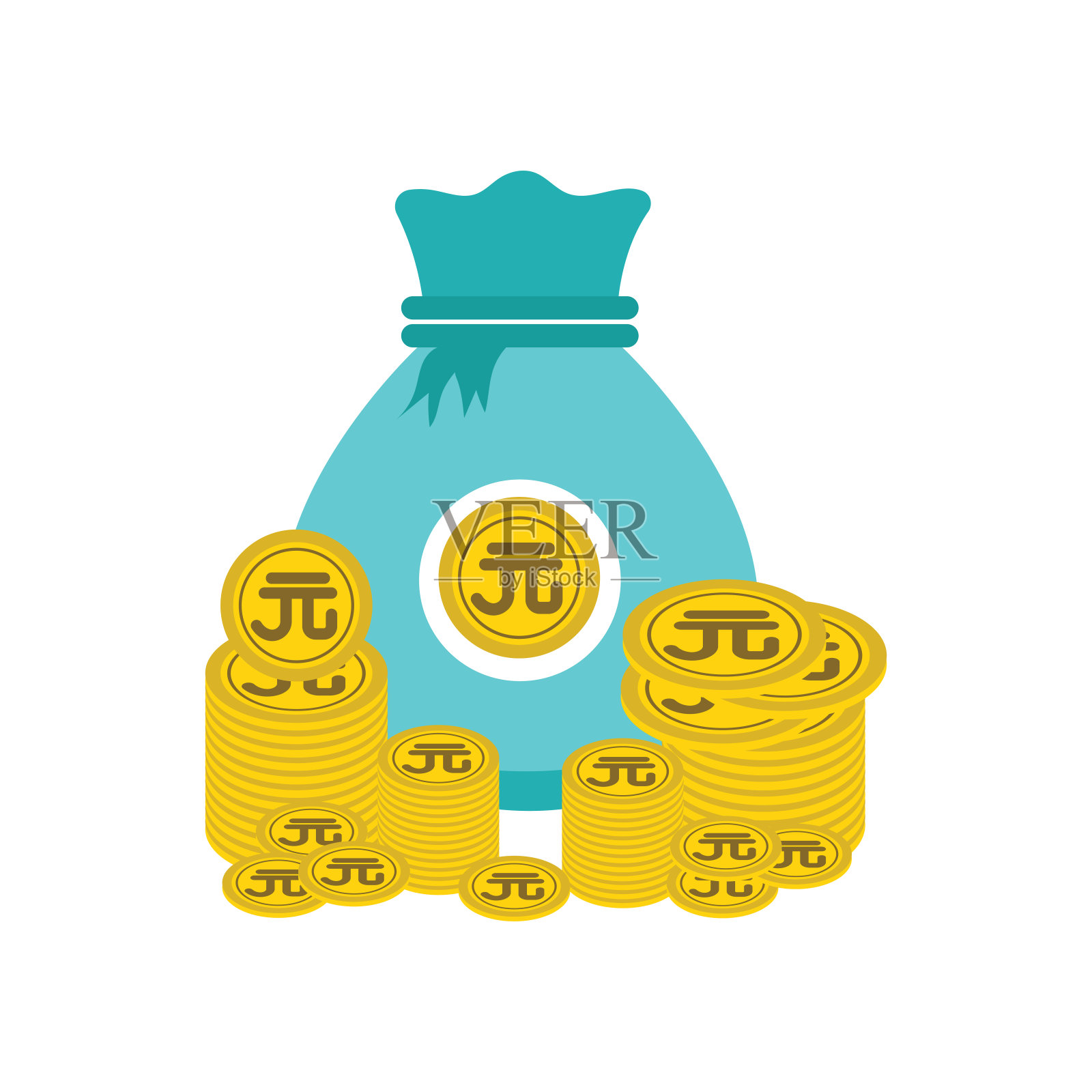 人民币硬币钱袋图标插画图片素材