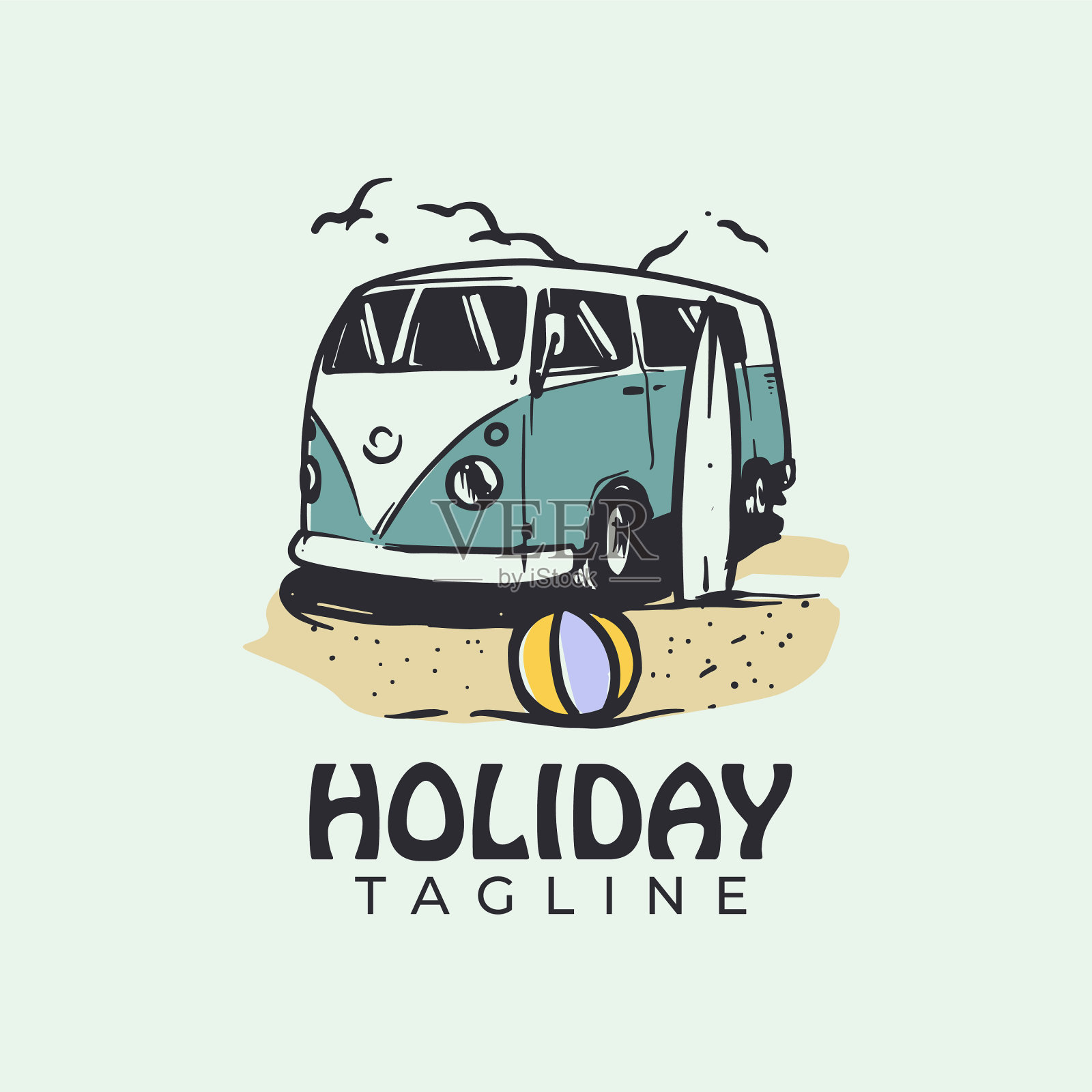 复古的暑假标志模板插画图片素材