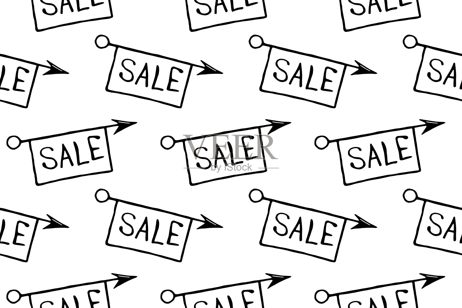 矢量无缝图案与铭文符号销售。手绘背景和纹理的黑色星期五的主题，折扣，促销，商业和特别优惠设计元素图片