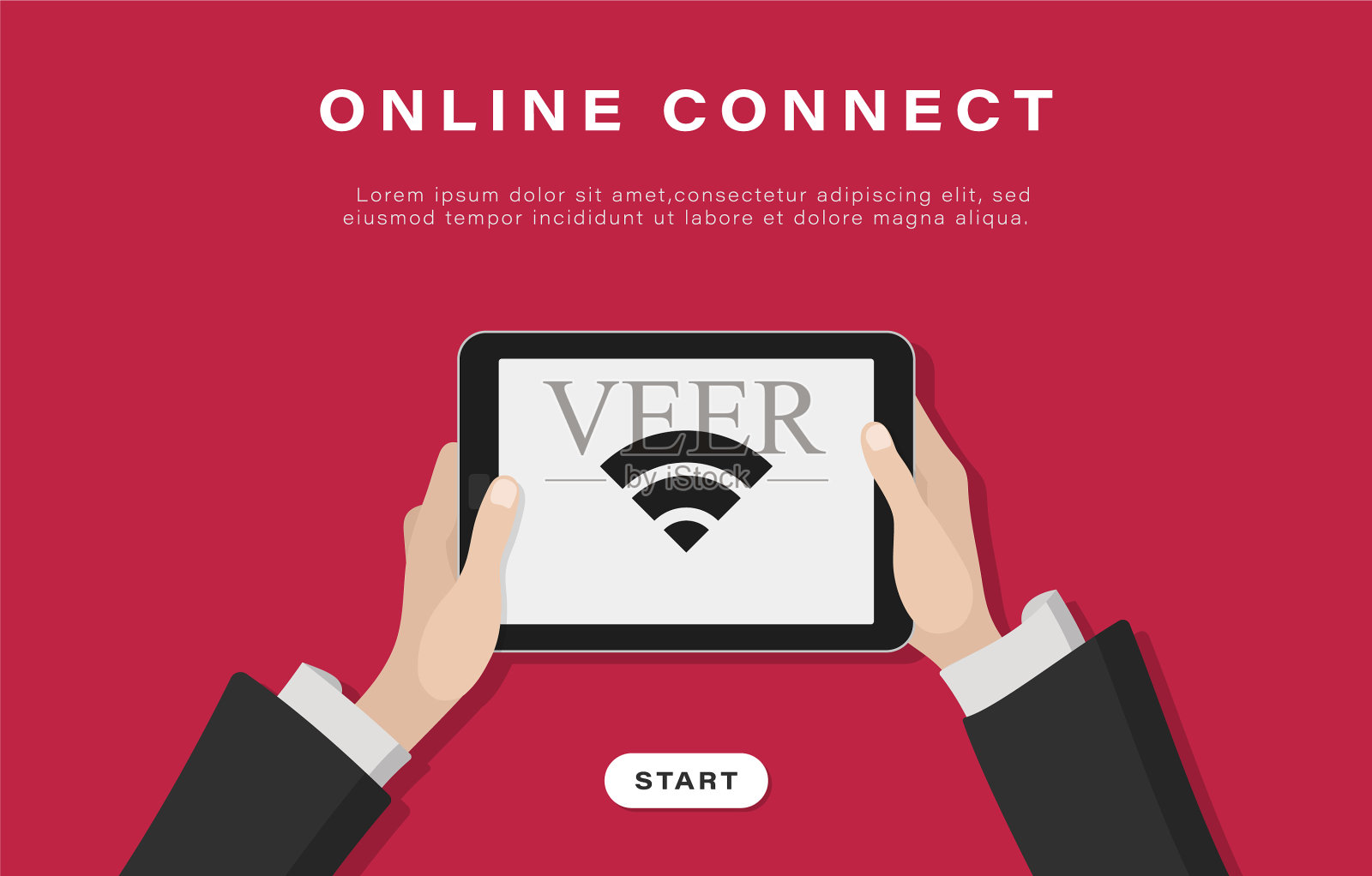 商业旗帜平板电脑手wi - fi插画图片素材