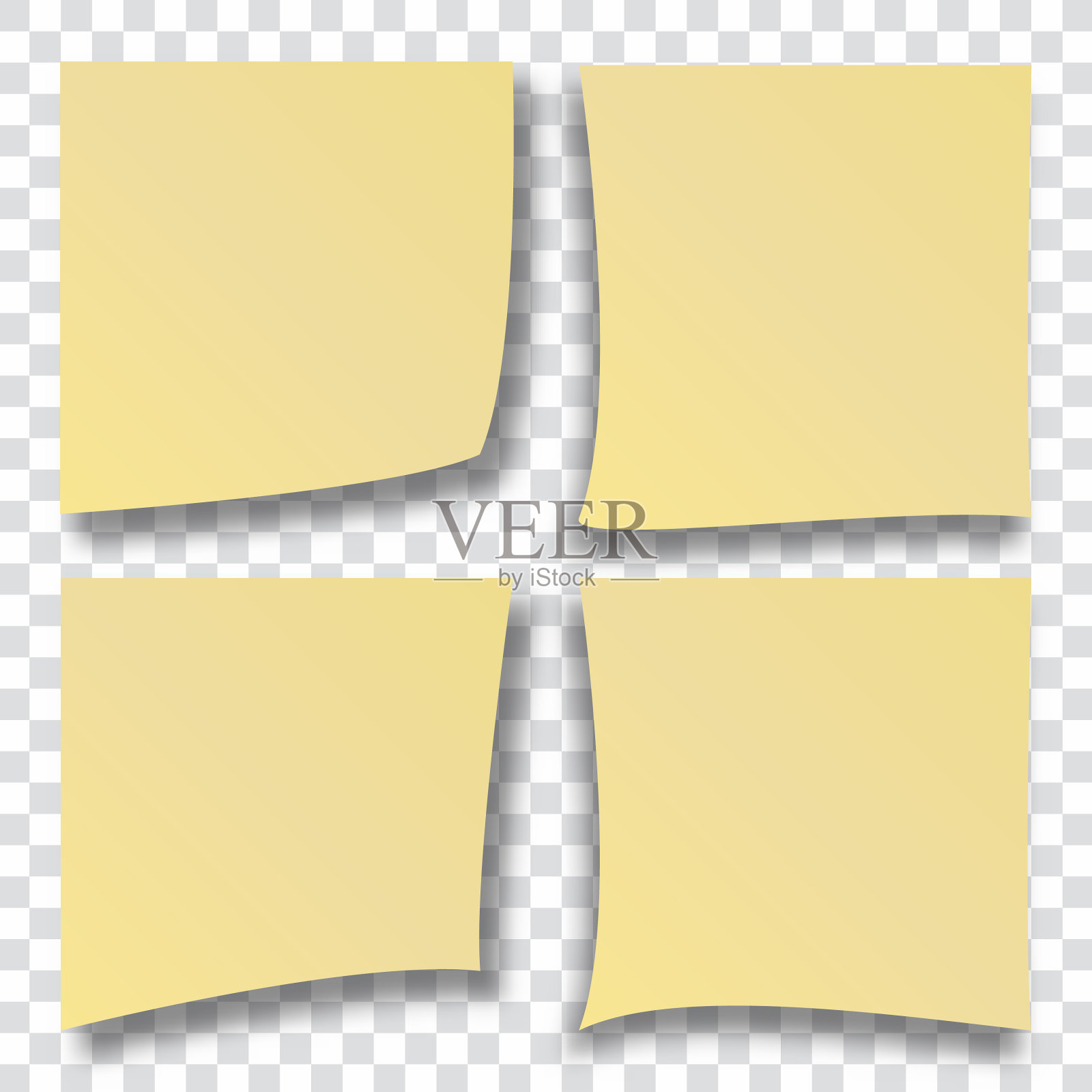 设置四种不同的贴纸-空白黄色插画图片素材