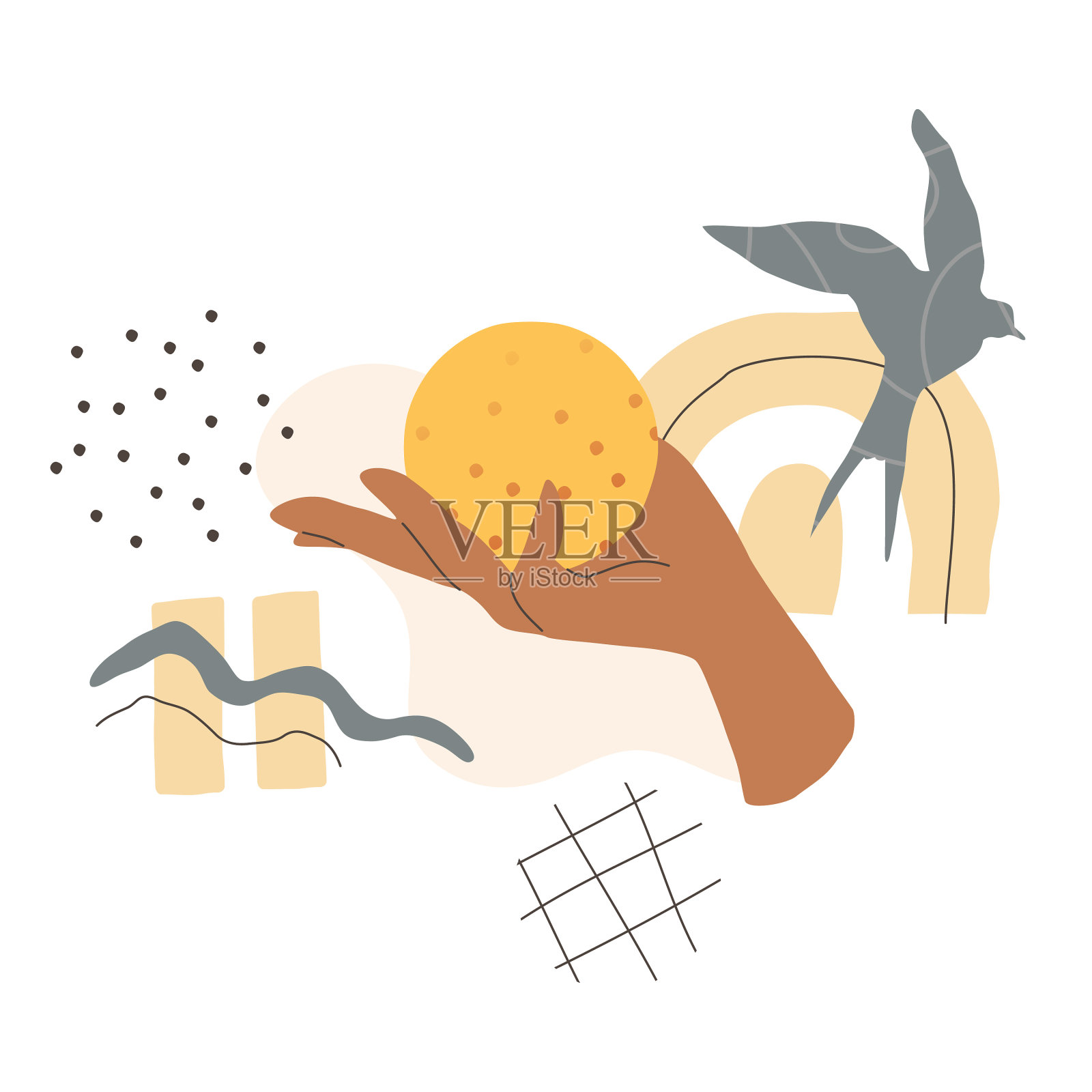 橙色的女性手设计元素图片