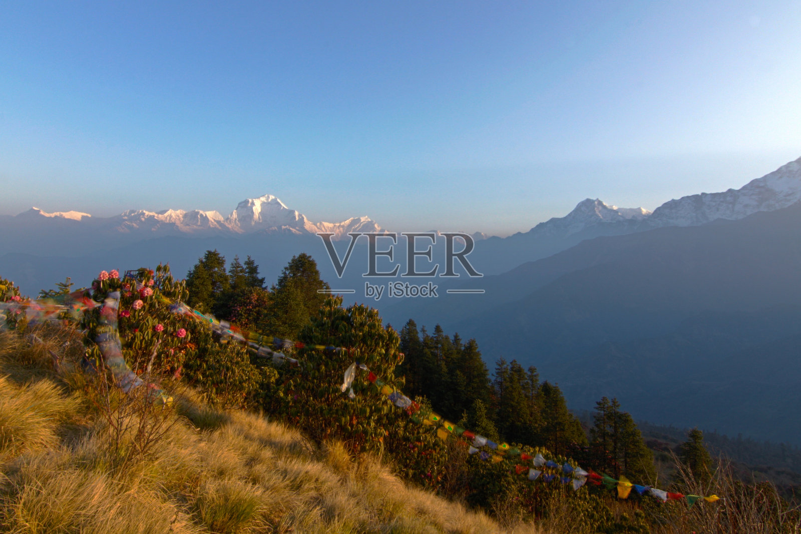 徒步前往尼泊尔潘山照片摄影图片