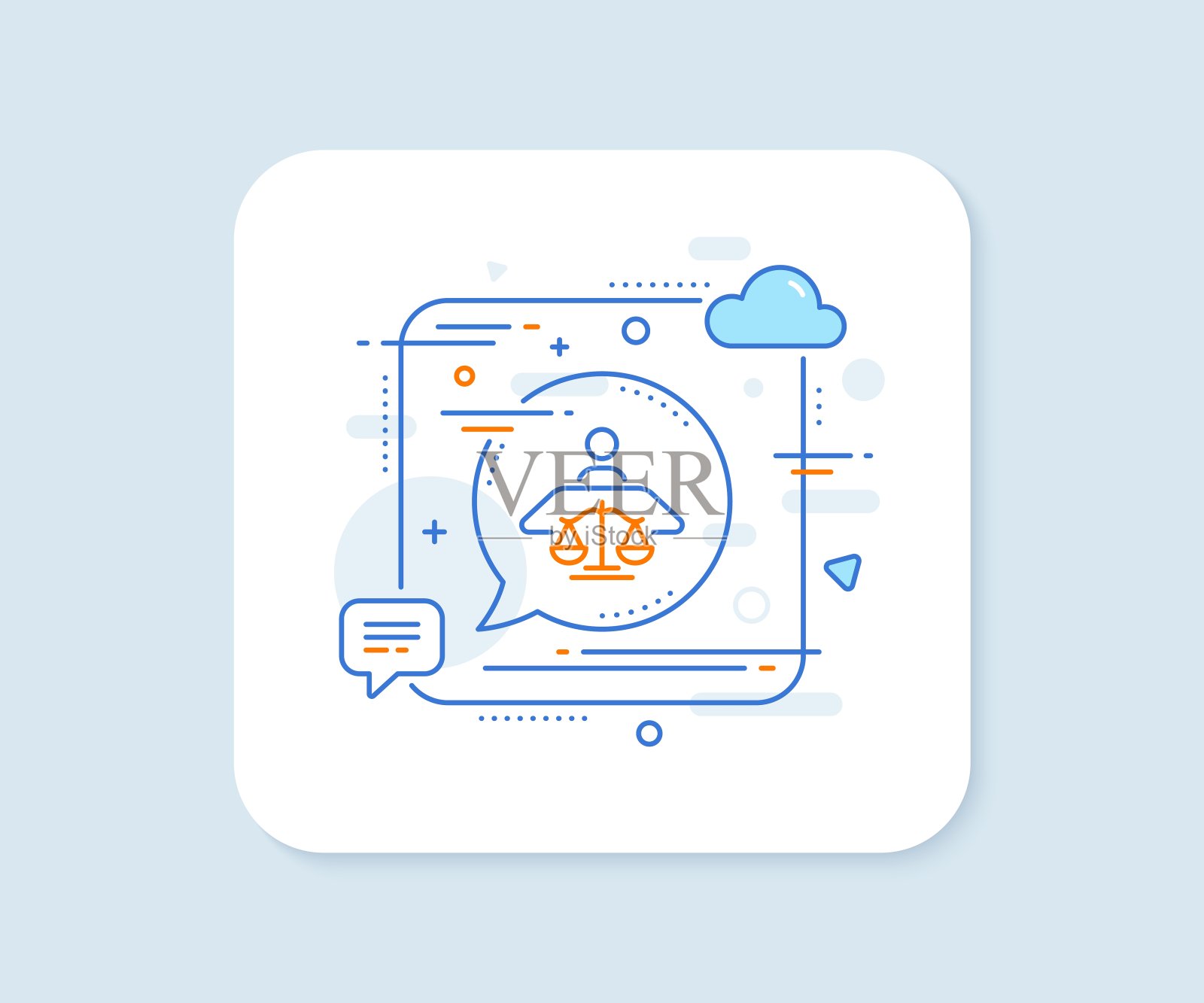 法院法官线图标。正义规模的迹象。向量插画图片素材