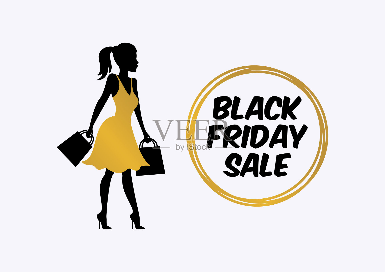 黑色星期五销售剪影购物女孩图标向量设计元素图片