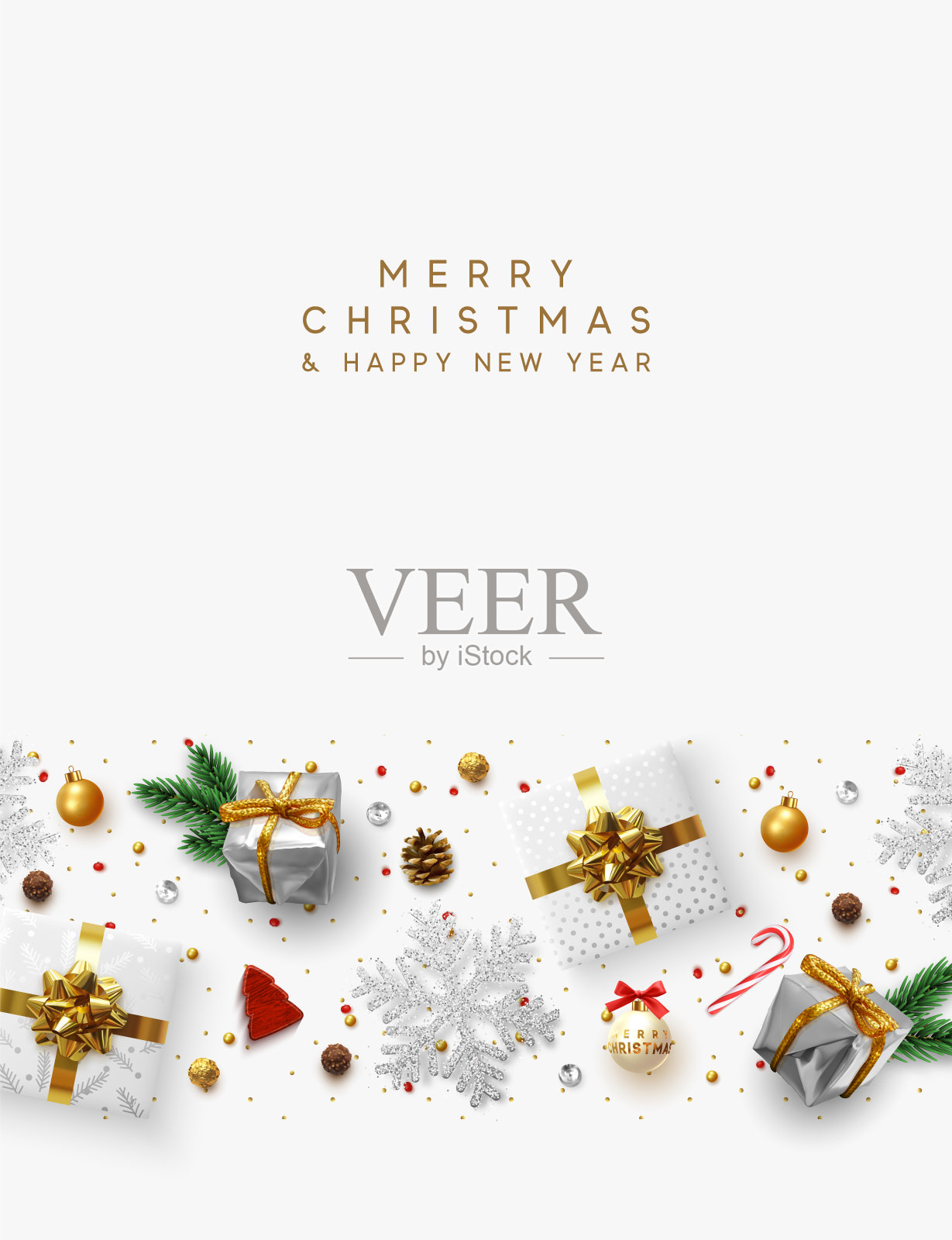 圣诞构图与装饰元素的设计。插画图片素材