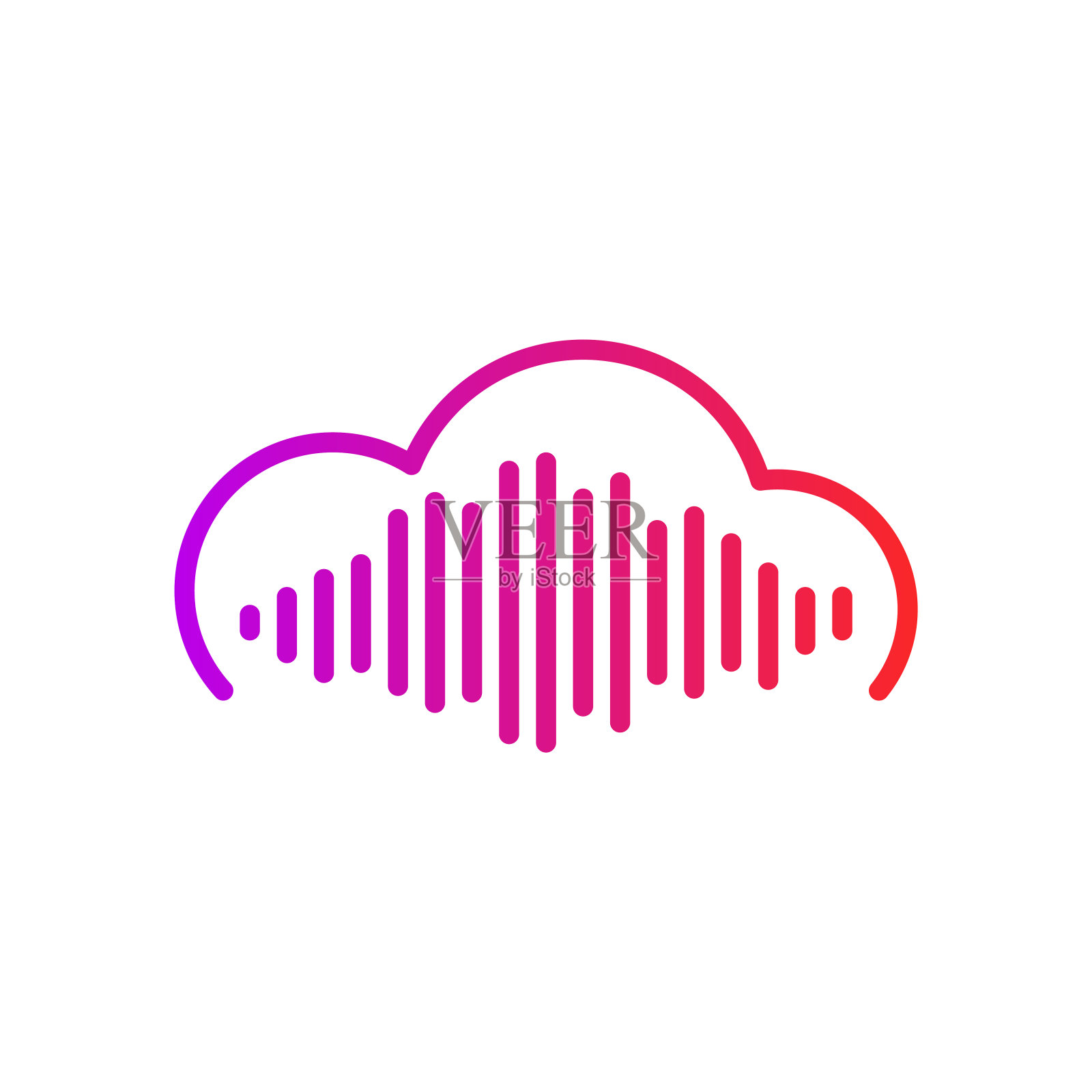 云下载音乐图标。音乐流媒体服务，声音云计算，在线媒体流媒体，音库云，音乐笔记。播放在线歌曲图标图标素材