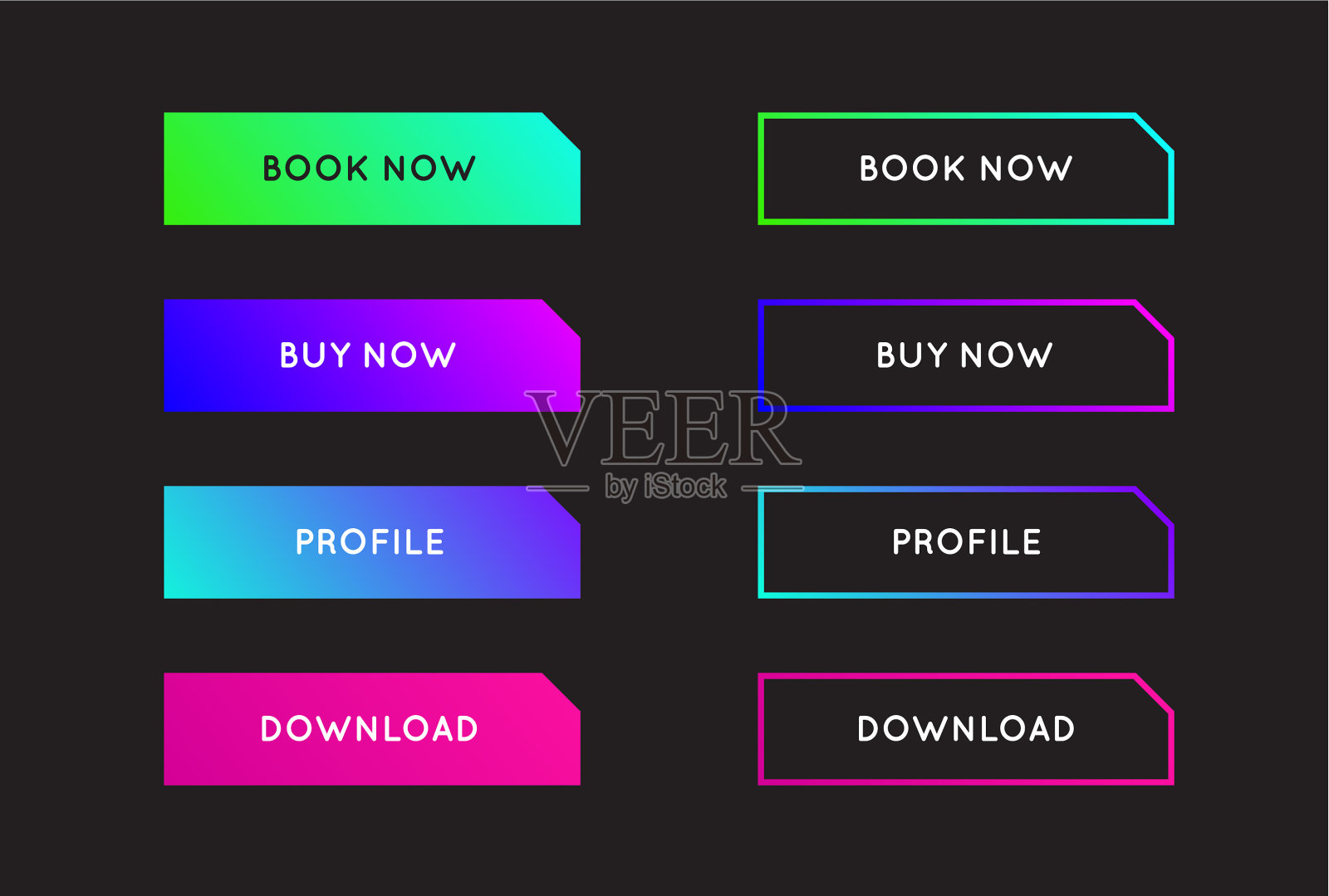 让现代霓虹应用或游戏按钮变得时髦设计模板素材