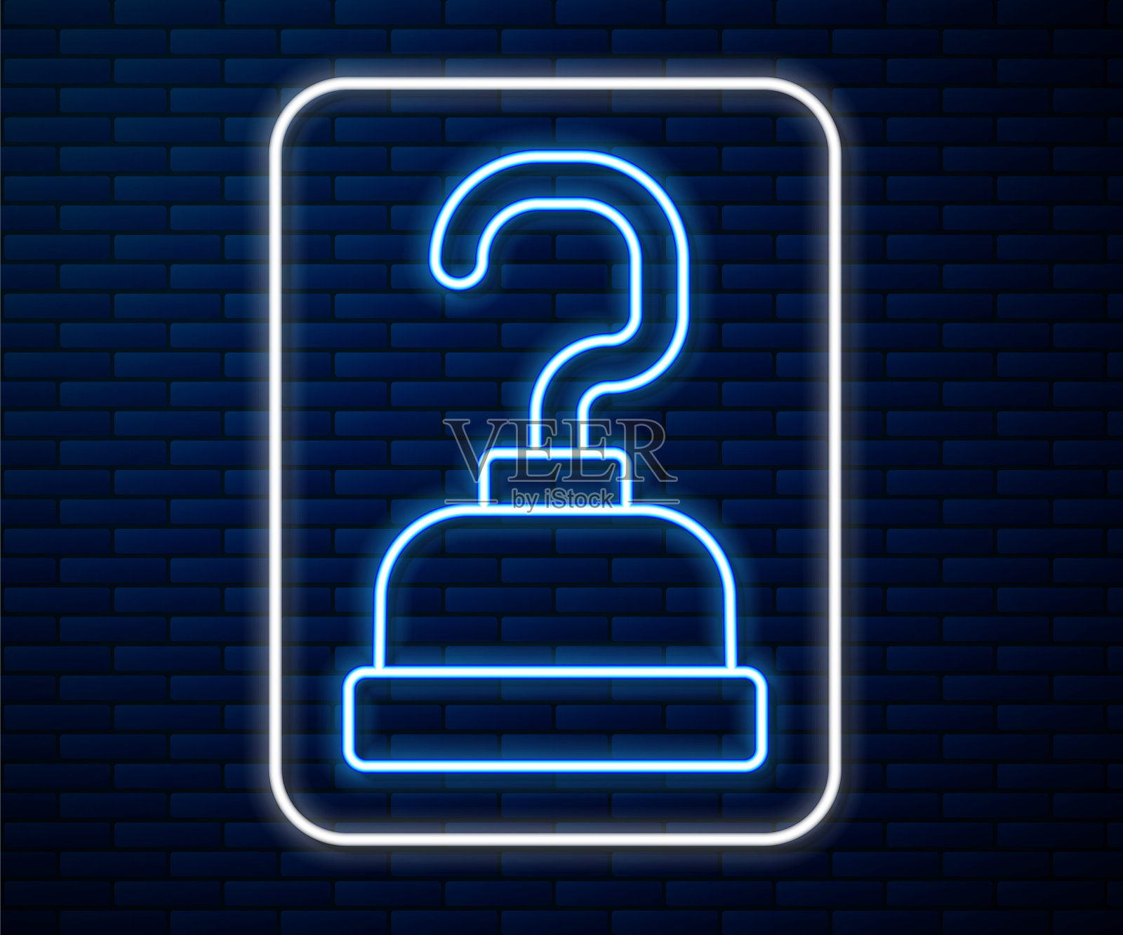 发光的霓虹灯线海盗钩图标孤立在砖墙背景。万圣节派对快乐。向量插画图片素材