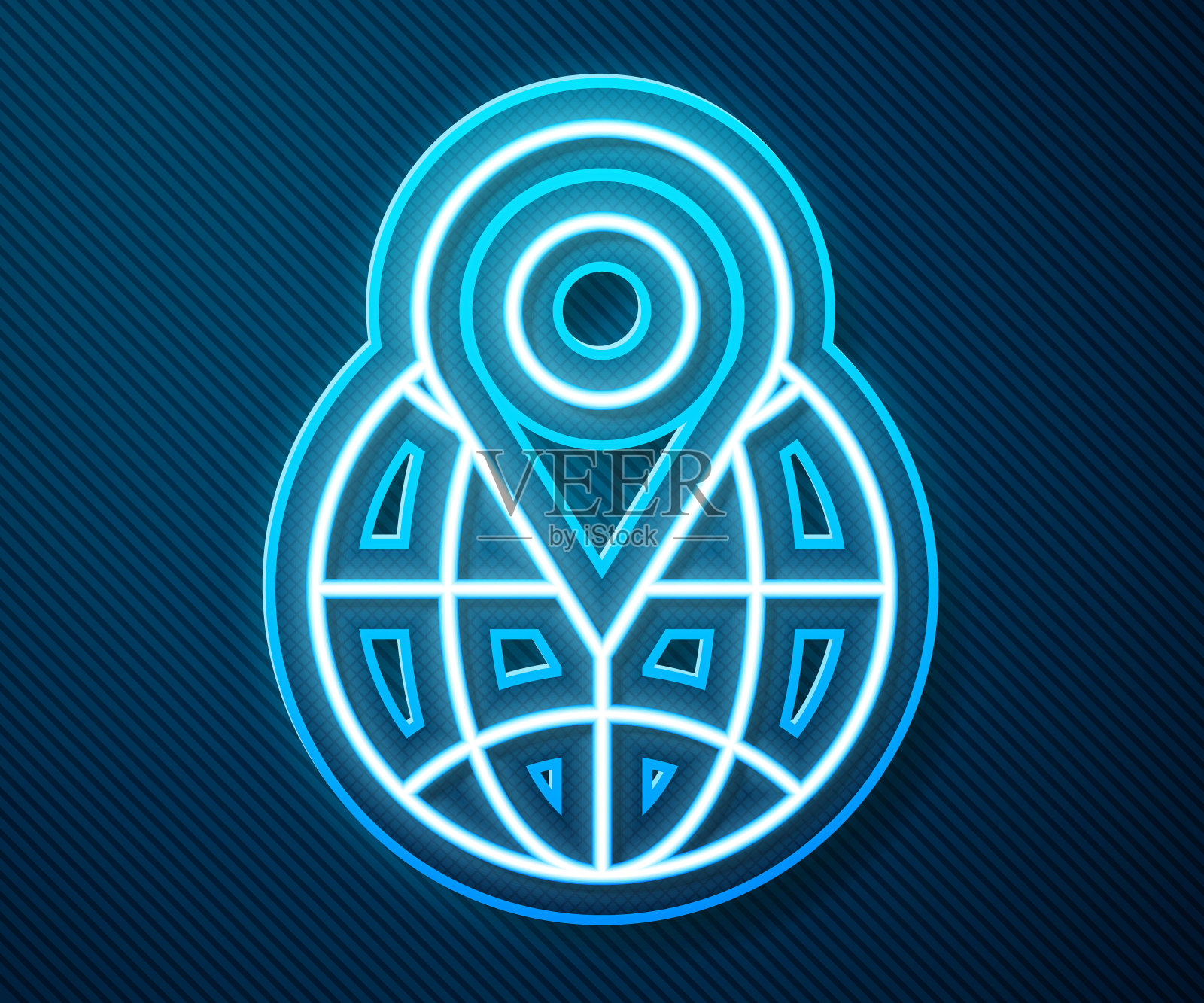 在蓝色背景上孤立的地球图标的位置。世界或土相星座。矢量图插画图片素材