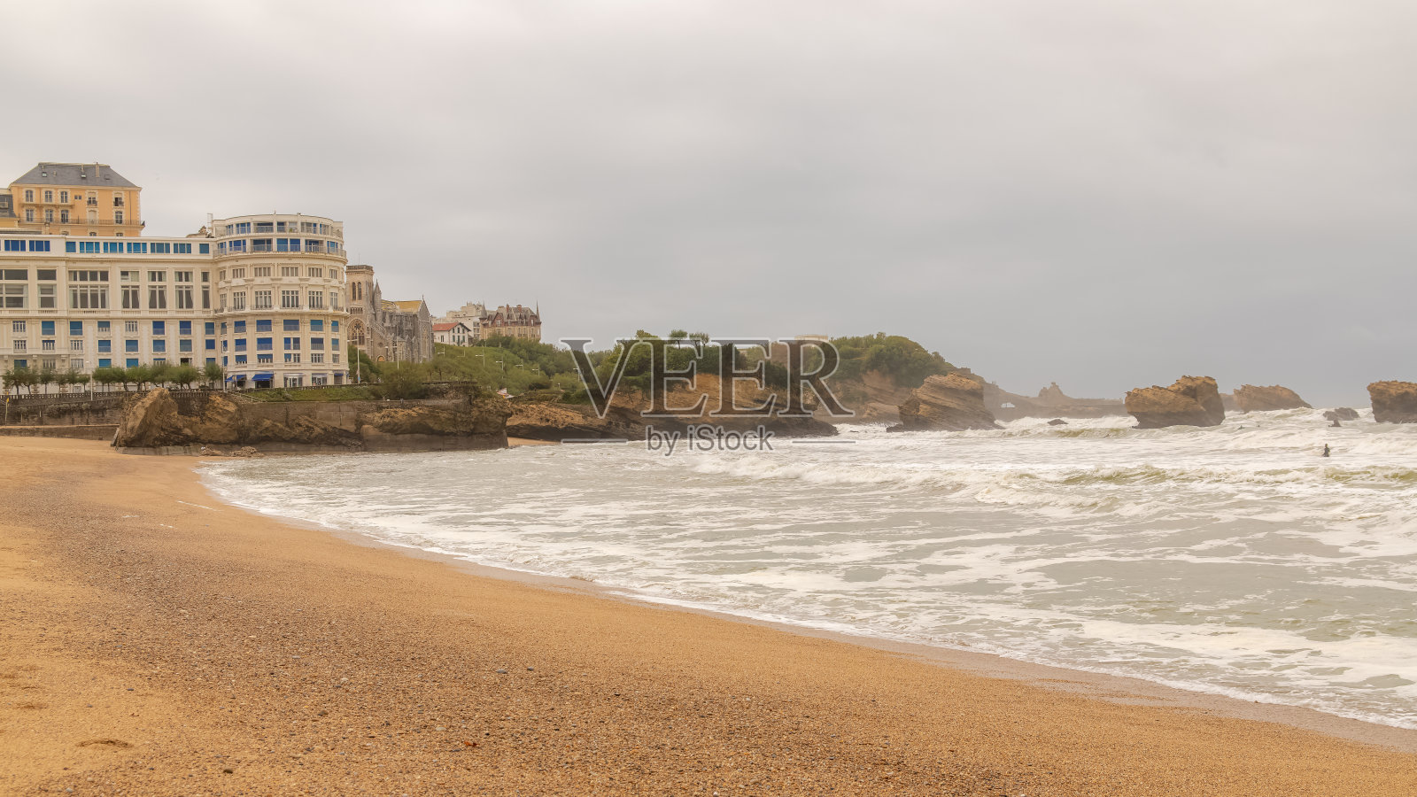 法国比亚里茨，全景照片摄影图片