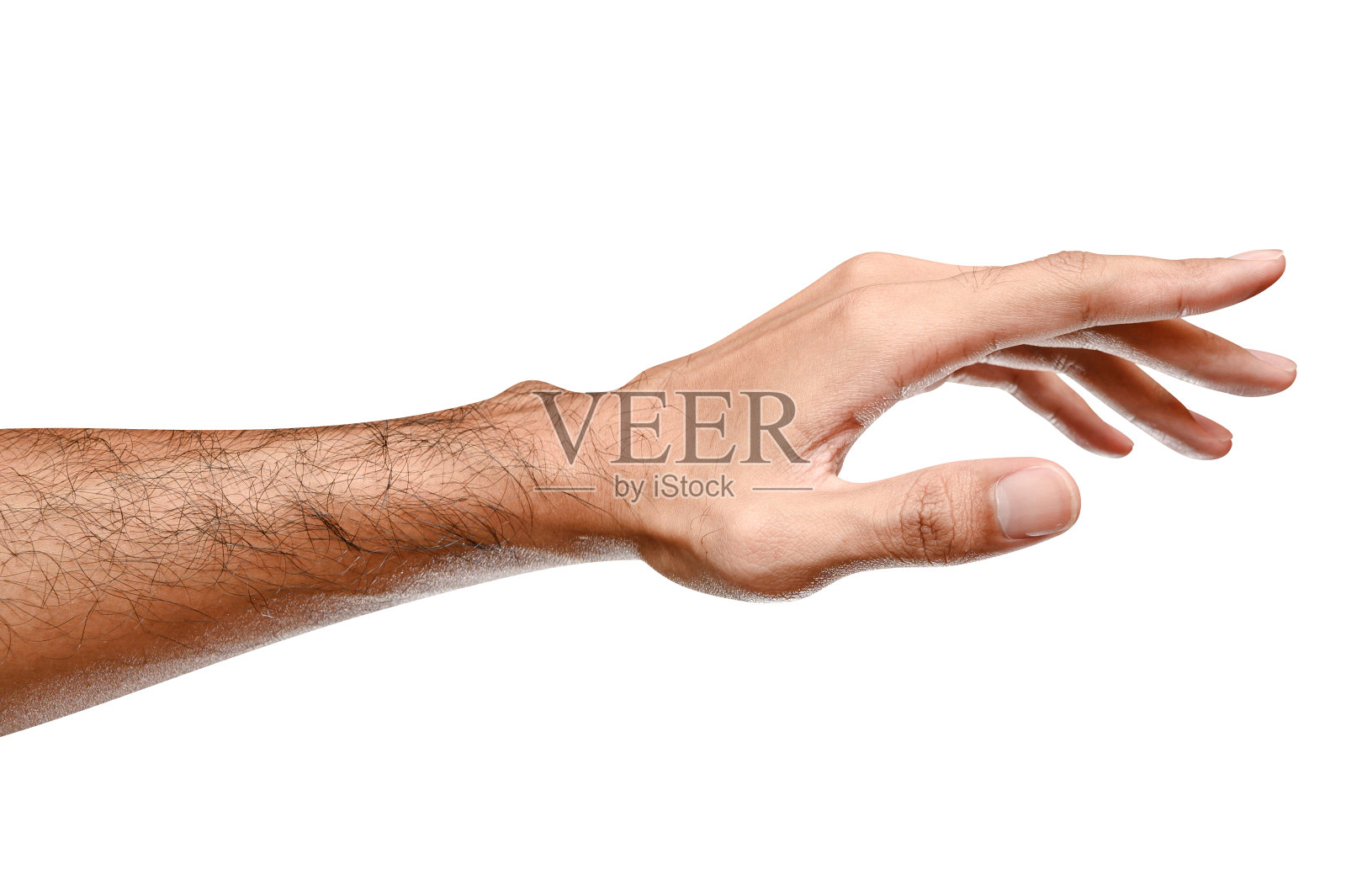 男性白种人伸手准备帮助或接受。手势孤立在白色背景。照片摄影图片