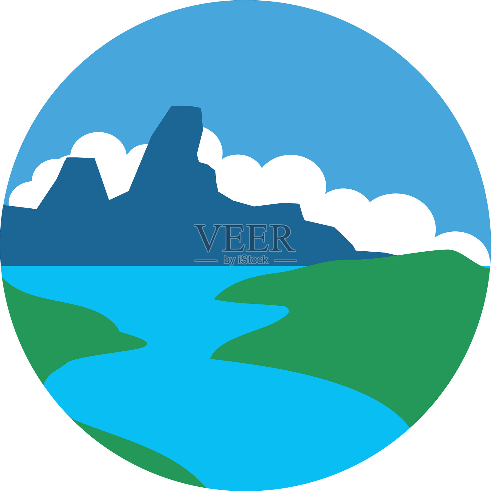 河口海洋景观平展风格设计元素图片