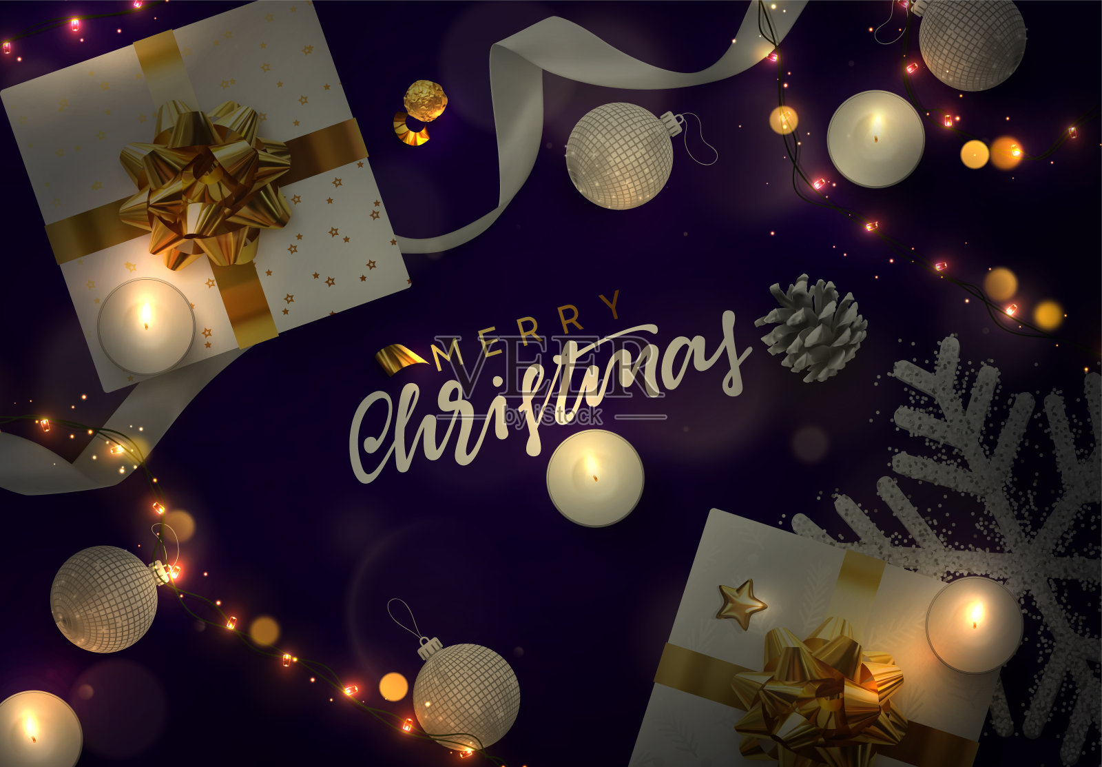 圣诞节的背景。节日的圣诞装饰元素组成。插画图片素材