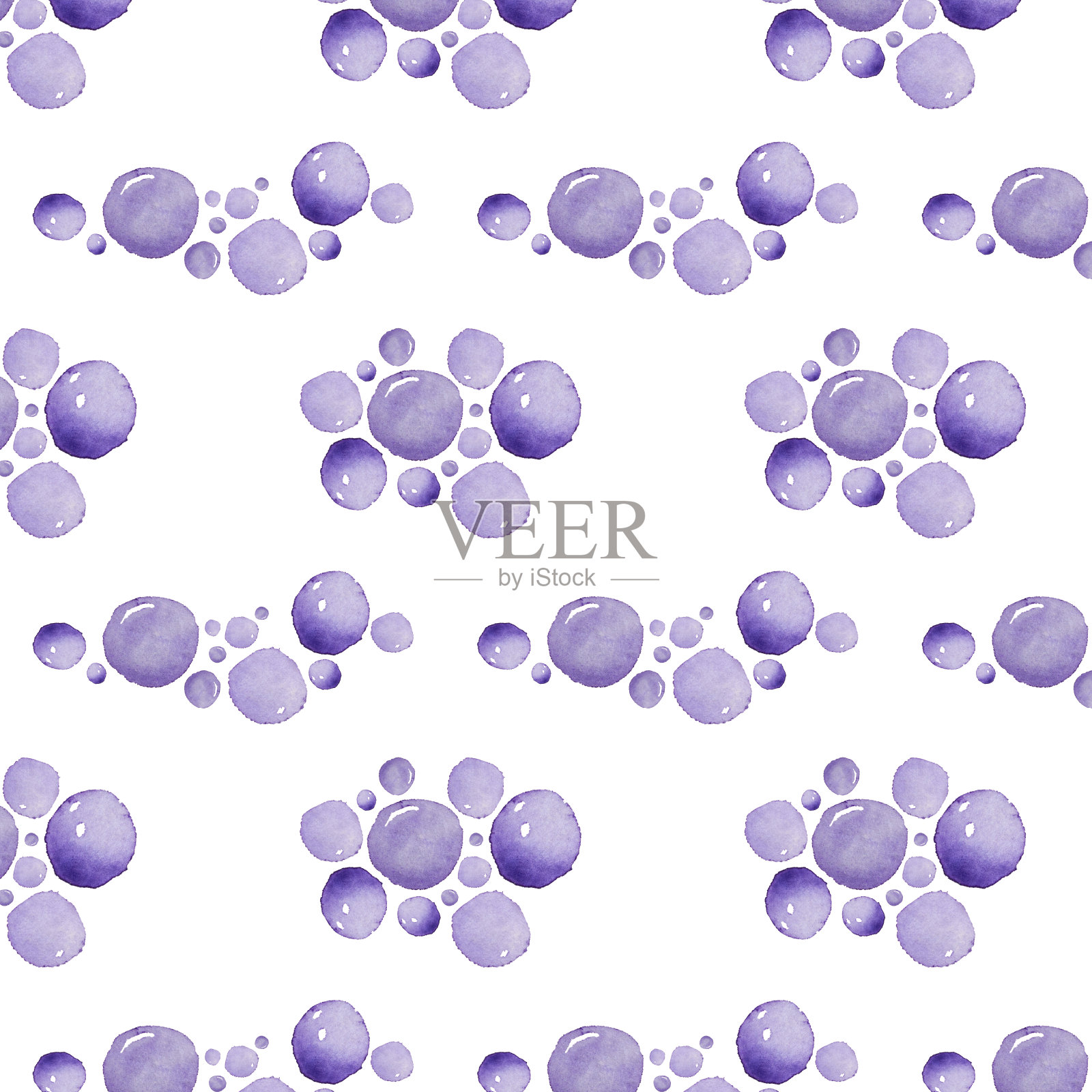 水彩紫色气泡无缝图案插画图片素材