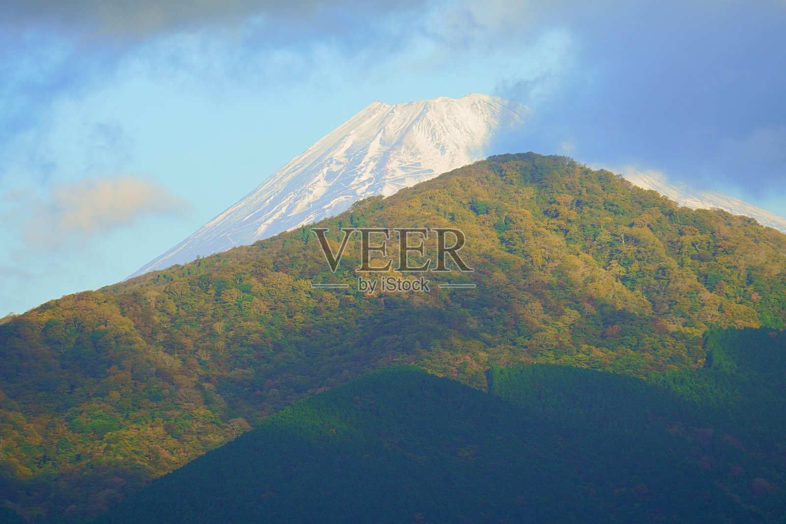 富士山的特写-从箱根的湖边照片摄影图片