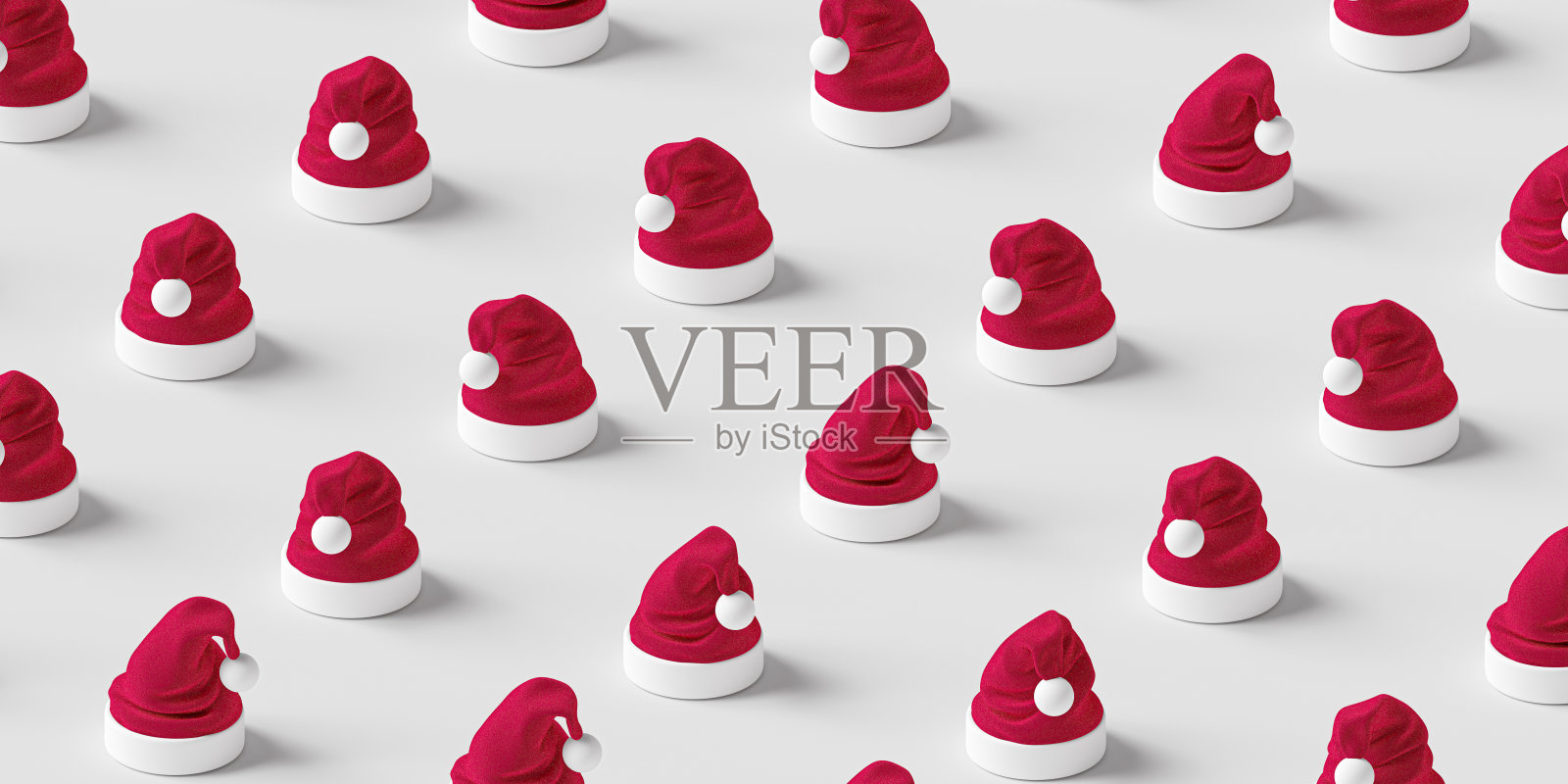 圣诞节日庆祝，圣诞老人帽图案，3d插画，插画图片素材