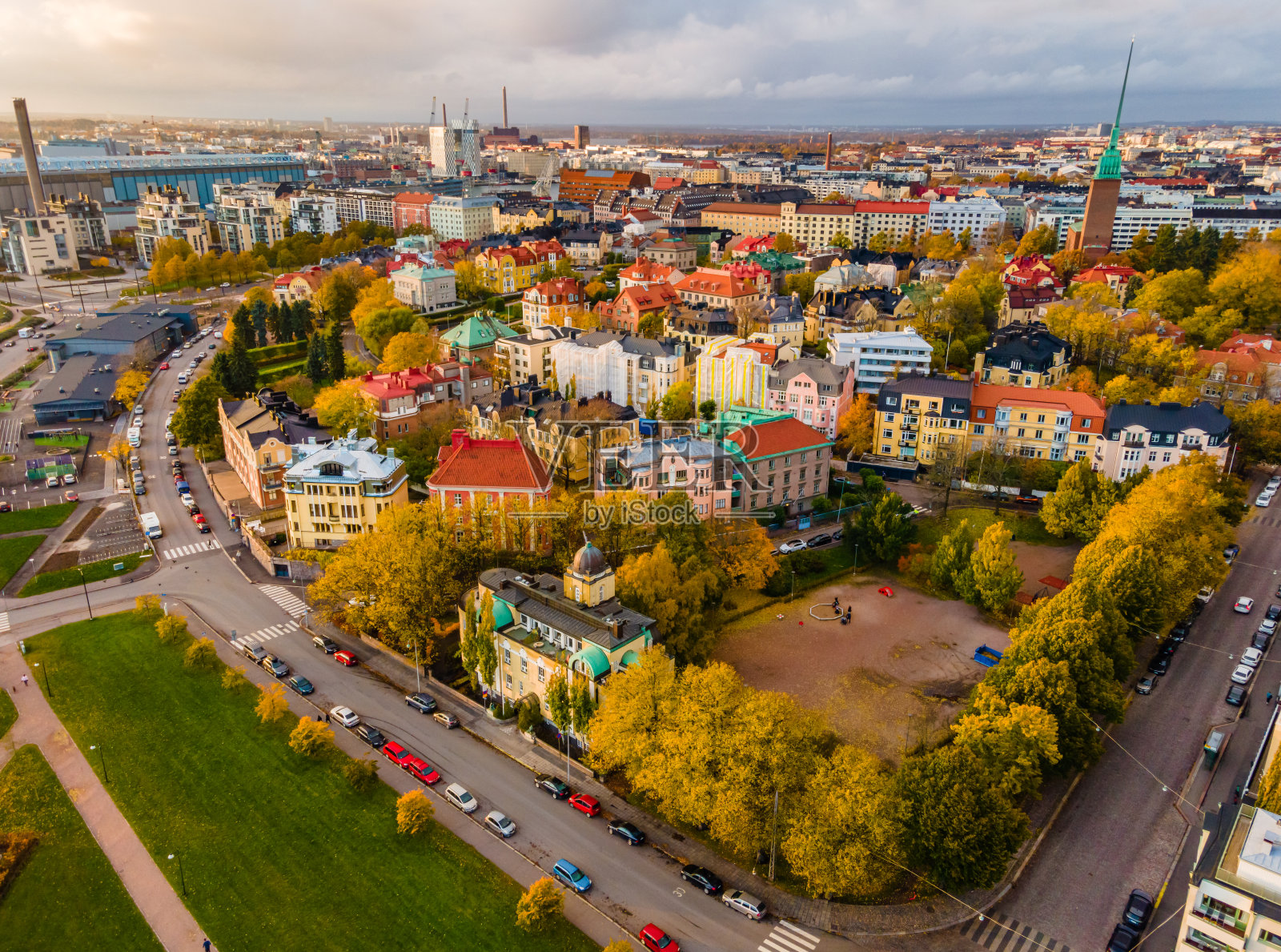 鸟瞰图赫尔辛基芬兰。赫尔辛基全景鸟瞰图照片摄影图片