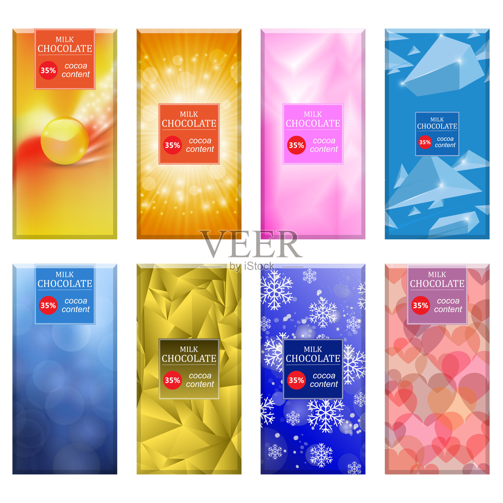 设置不同的牛奶巧克力棒隔离插画图片素材