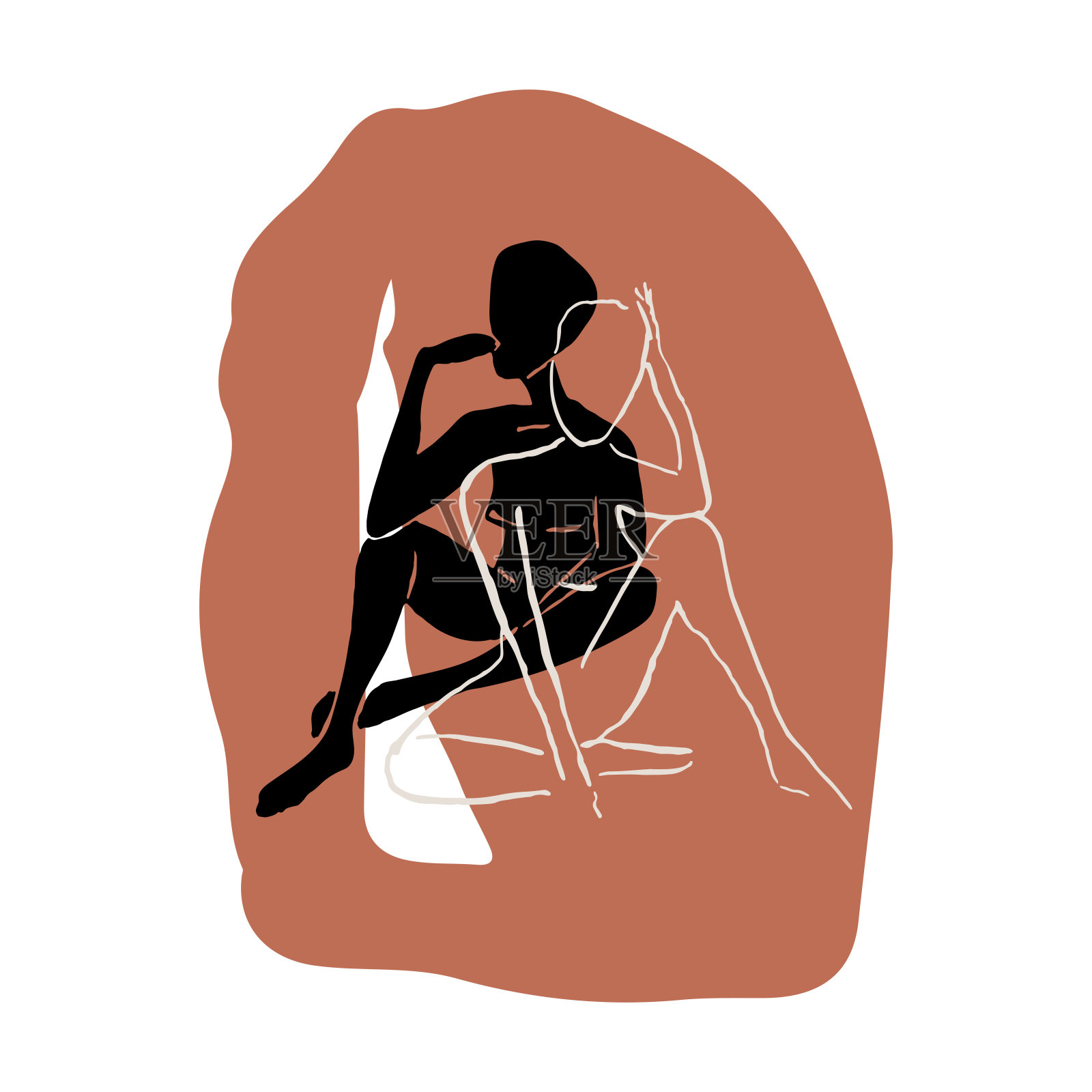 波西米亚风格的设计。抽象女性剪影和波西米亚装饰元素。当代艺术印刷。设计t恤，海报，标签，媒体和社交媒体封面。矢量图插画图片素材