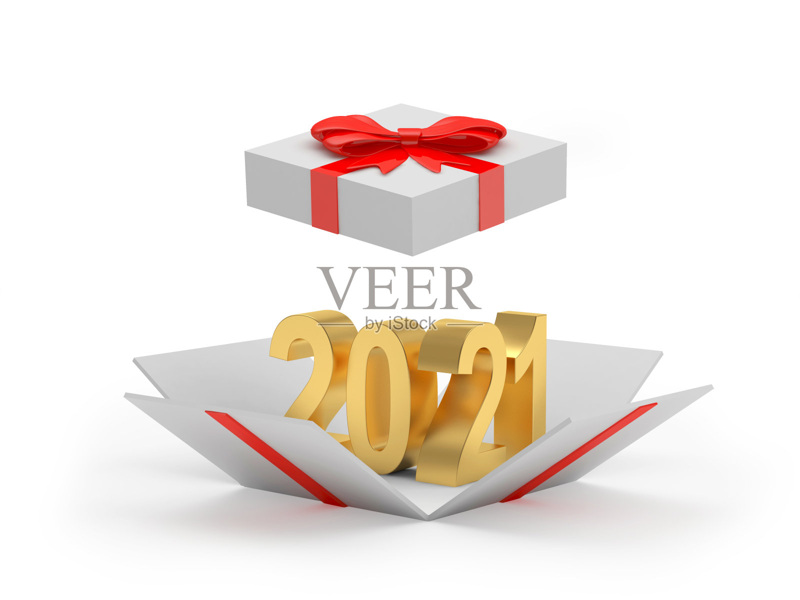 打开的礼盒里的黄金号码2021照片摄影图片