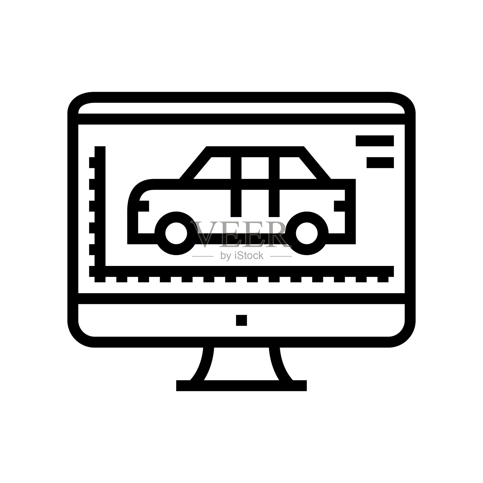 汽车模型尺寸和特征线图标矢量插图插画图片素材