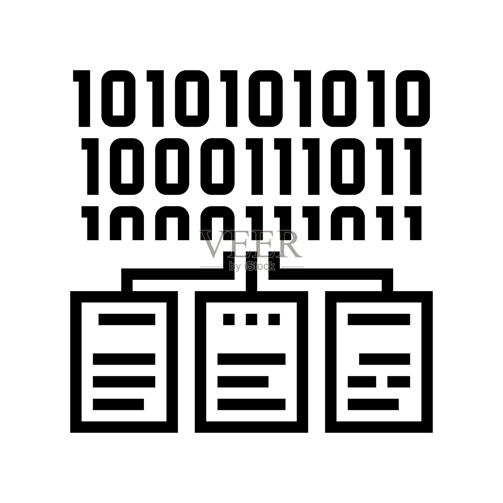 文件加密线图标矢量插图插画图片素材