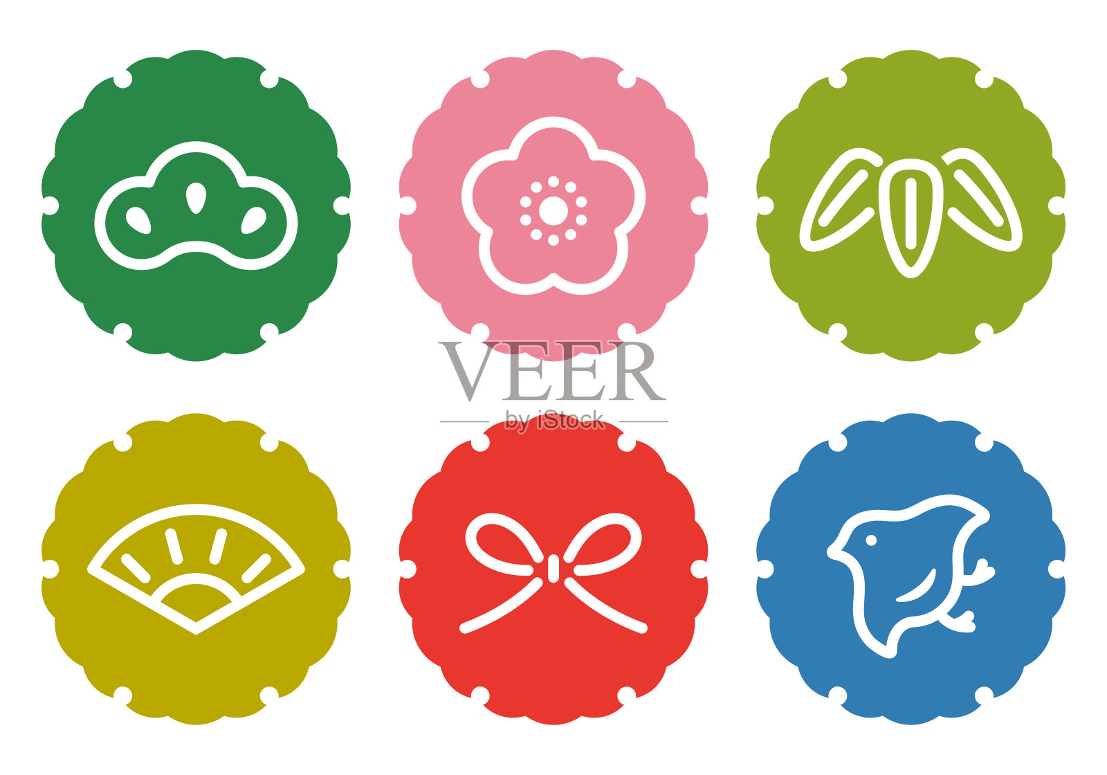 季节材质:雪环图案和6种幸运符图案套装图标素材