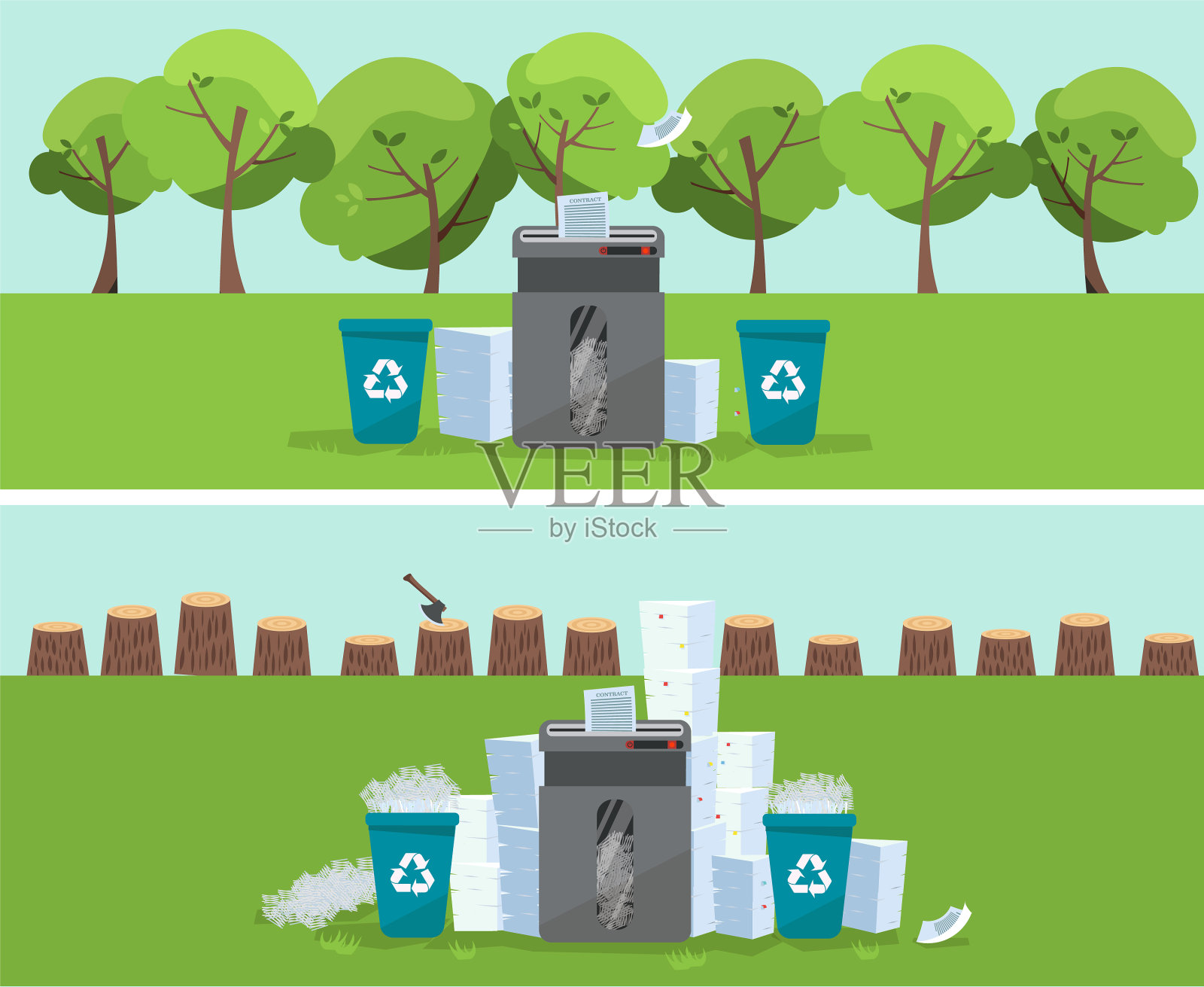 一堆纸和文件高高耸立插画图片素材