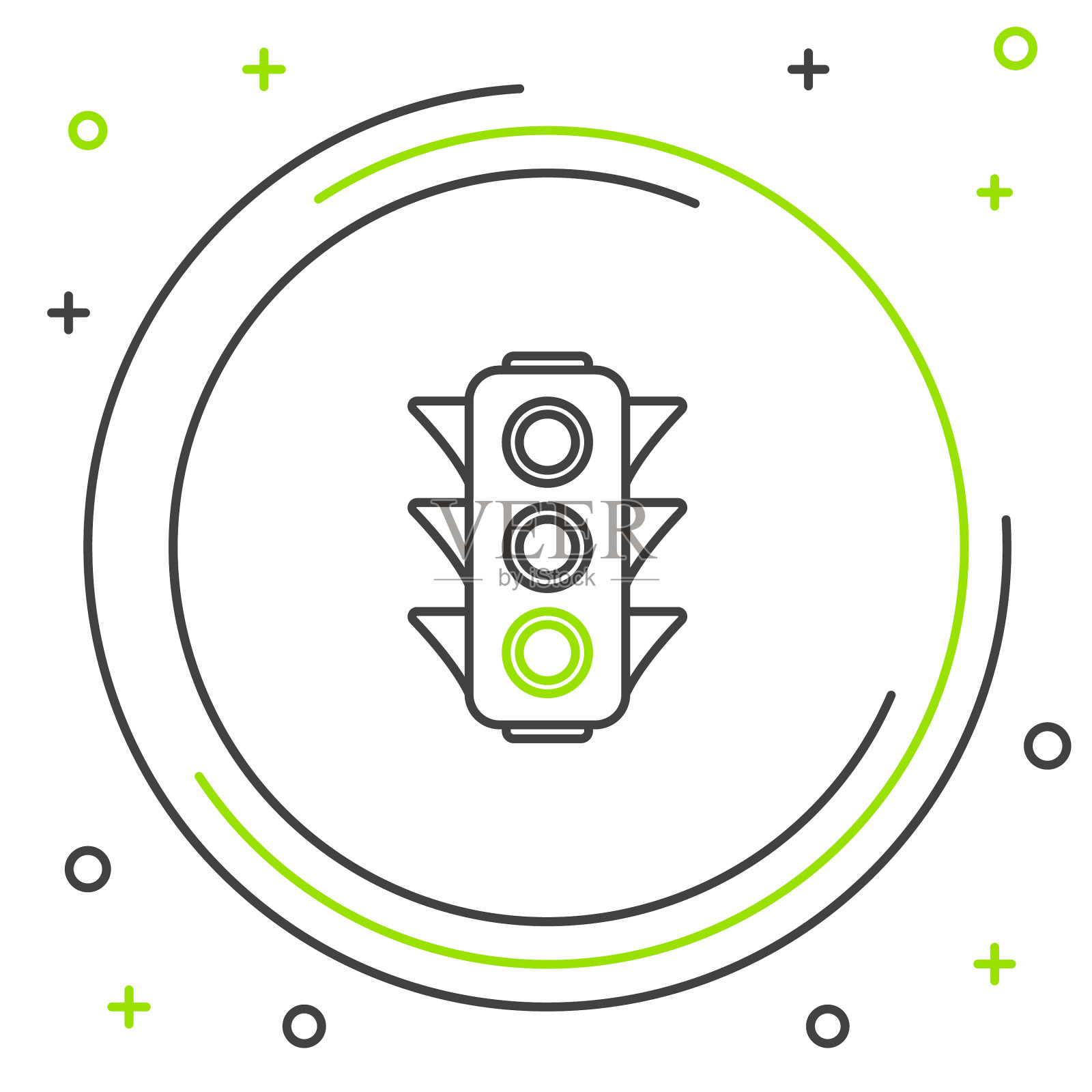 线路交通灯图标孤立在白色插画图片素材