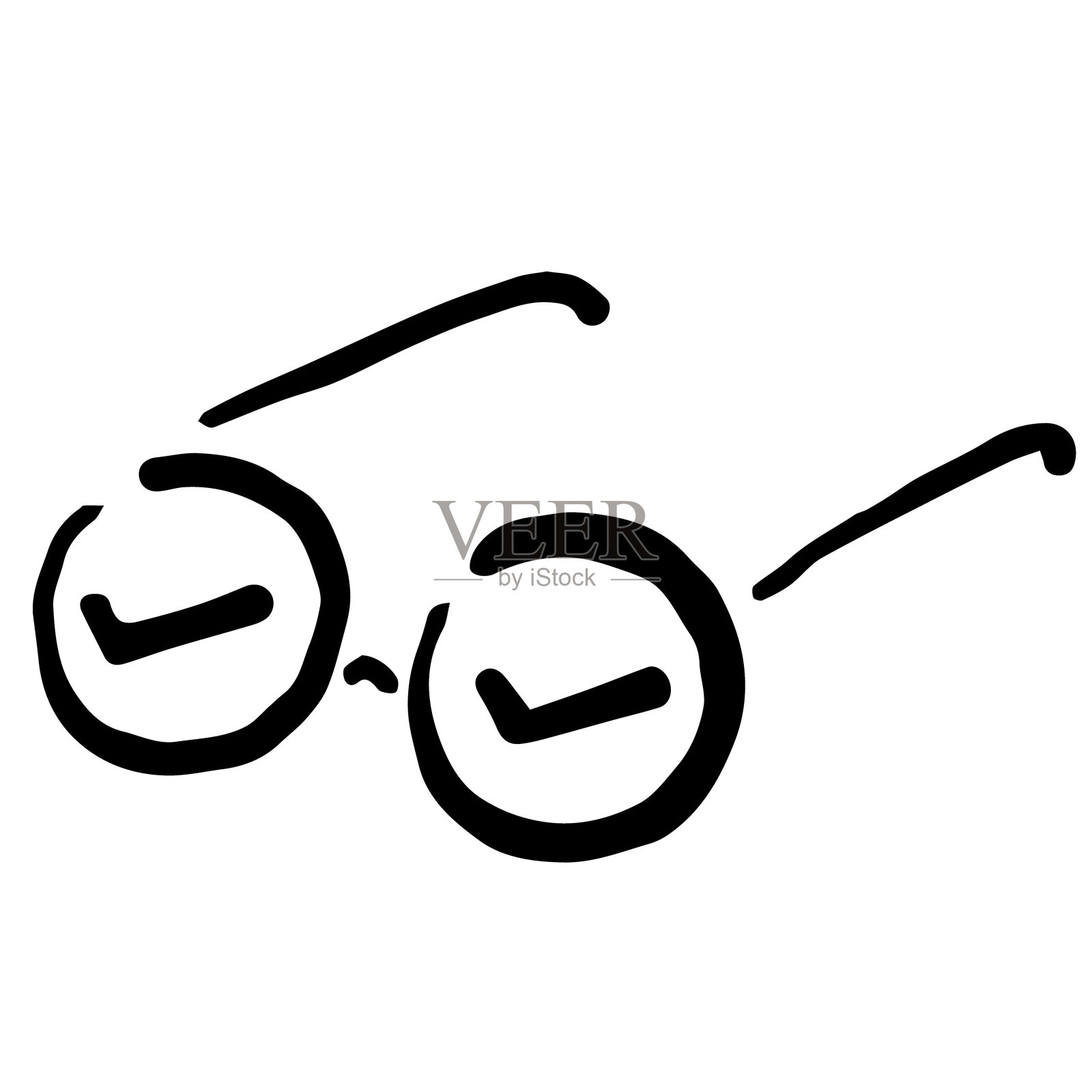 眼镜与检查标记:涂鸦图标，手绘矢量图标，像木刻印刷设计元素图片