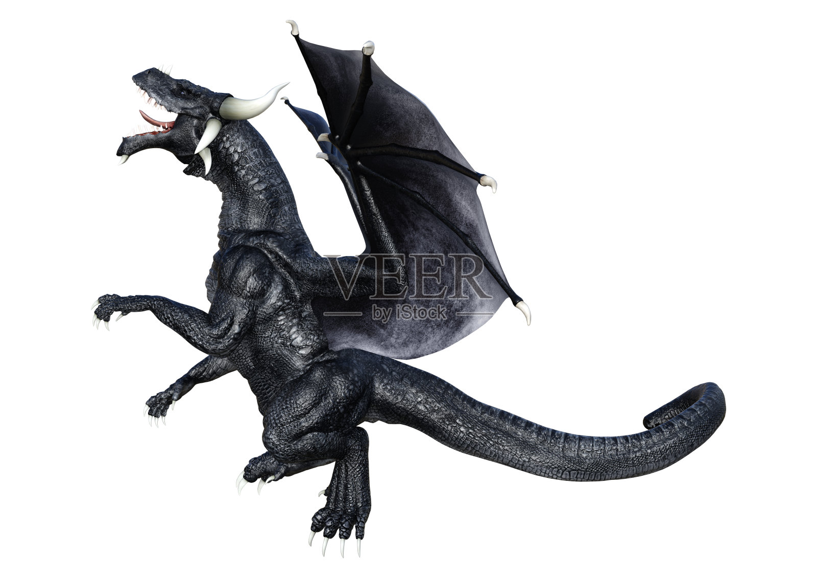 3D插图幻想龙在白色照片摄影图片