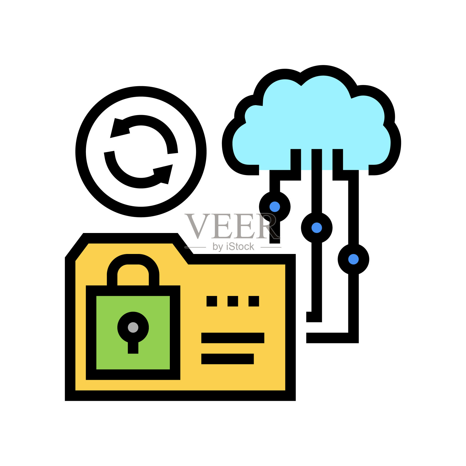 云存储彩色图标矢量插图插画图片素材