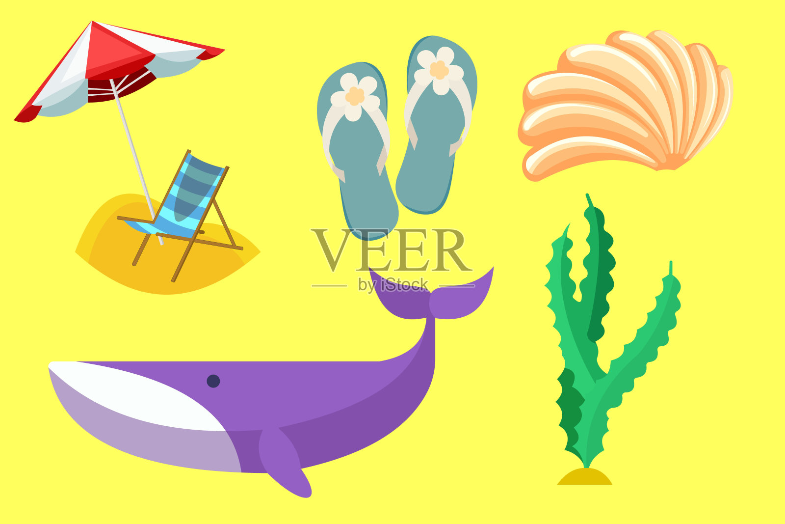 夏天图标包。股票矢量插图。标志插画图片素材