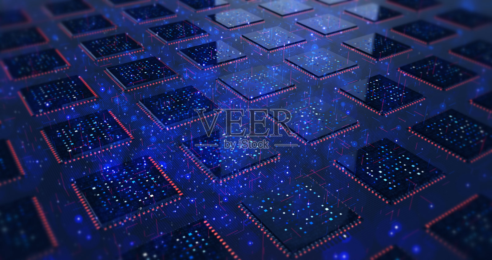 主板上的多计算机处理器。未来技术。3D渲染照片摄影图片