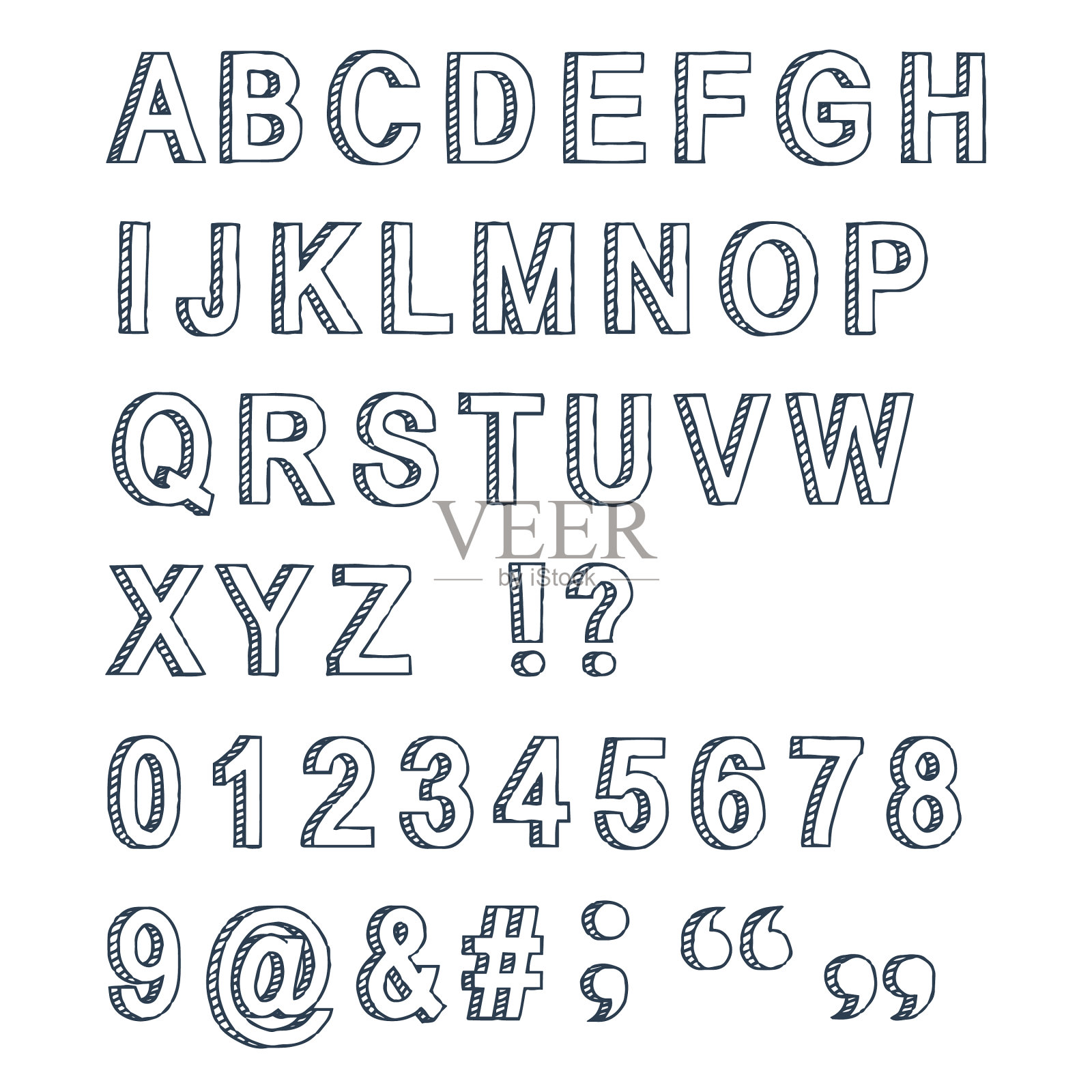 素描字体和符号插画图片素材