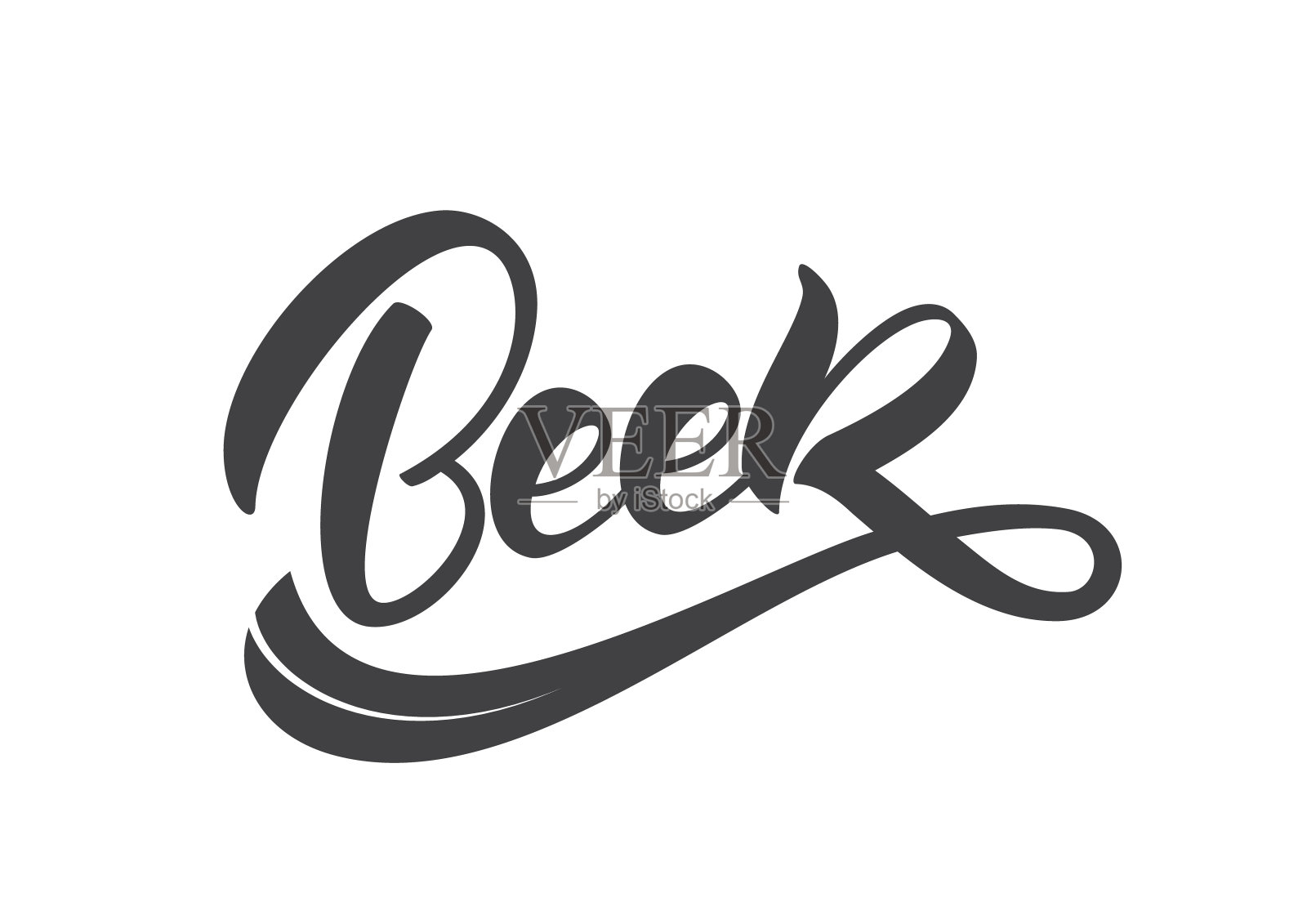 在白色的背景上手写的啤酒的古董刷子字母插画图片素材