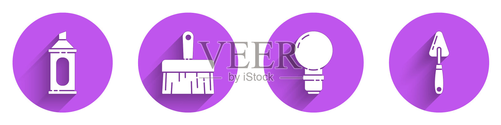 设记号笔、油漆刷、灯泡等图标素材