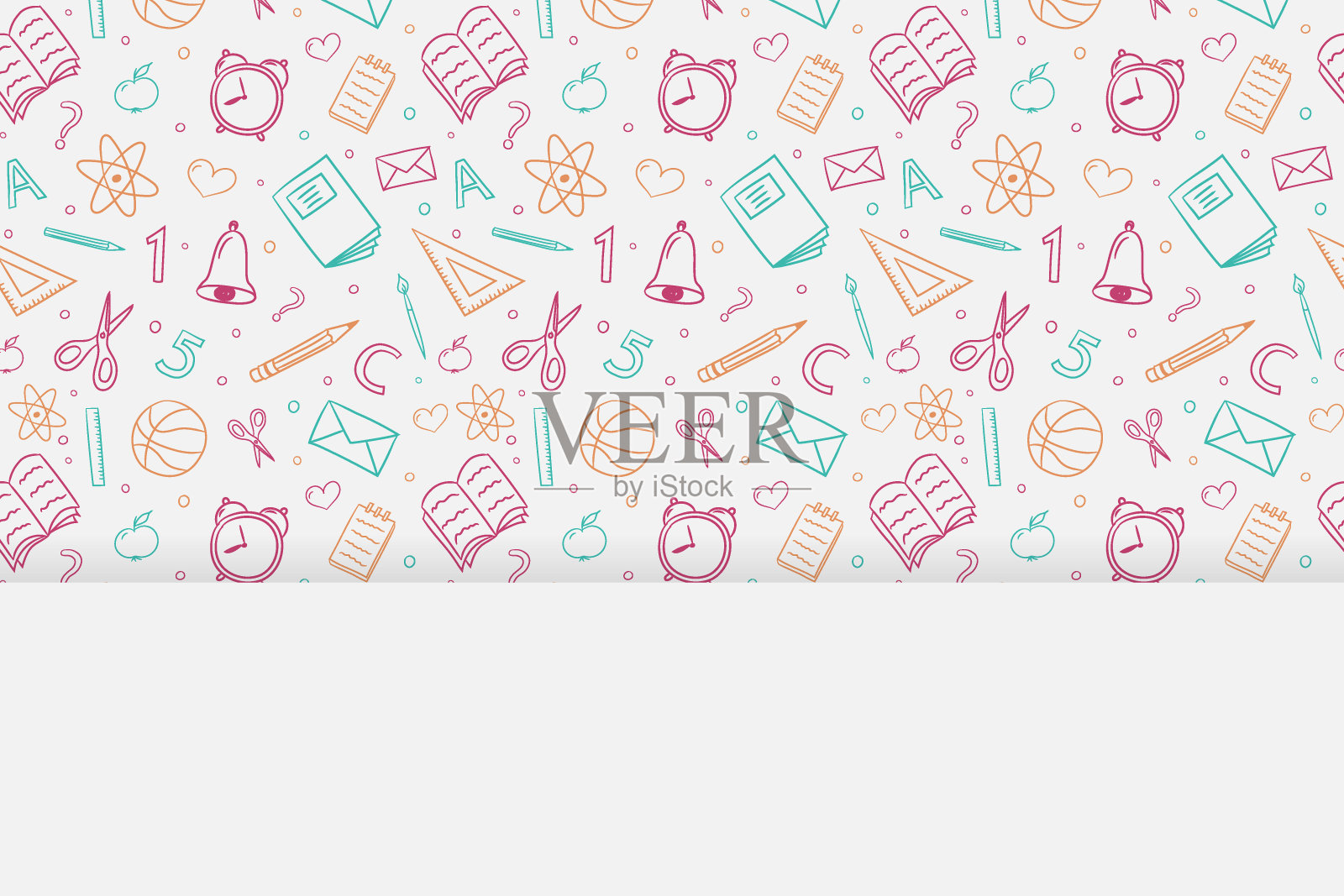 用手绘元素设计学校背景。向量插画图片素材