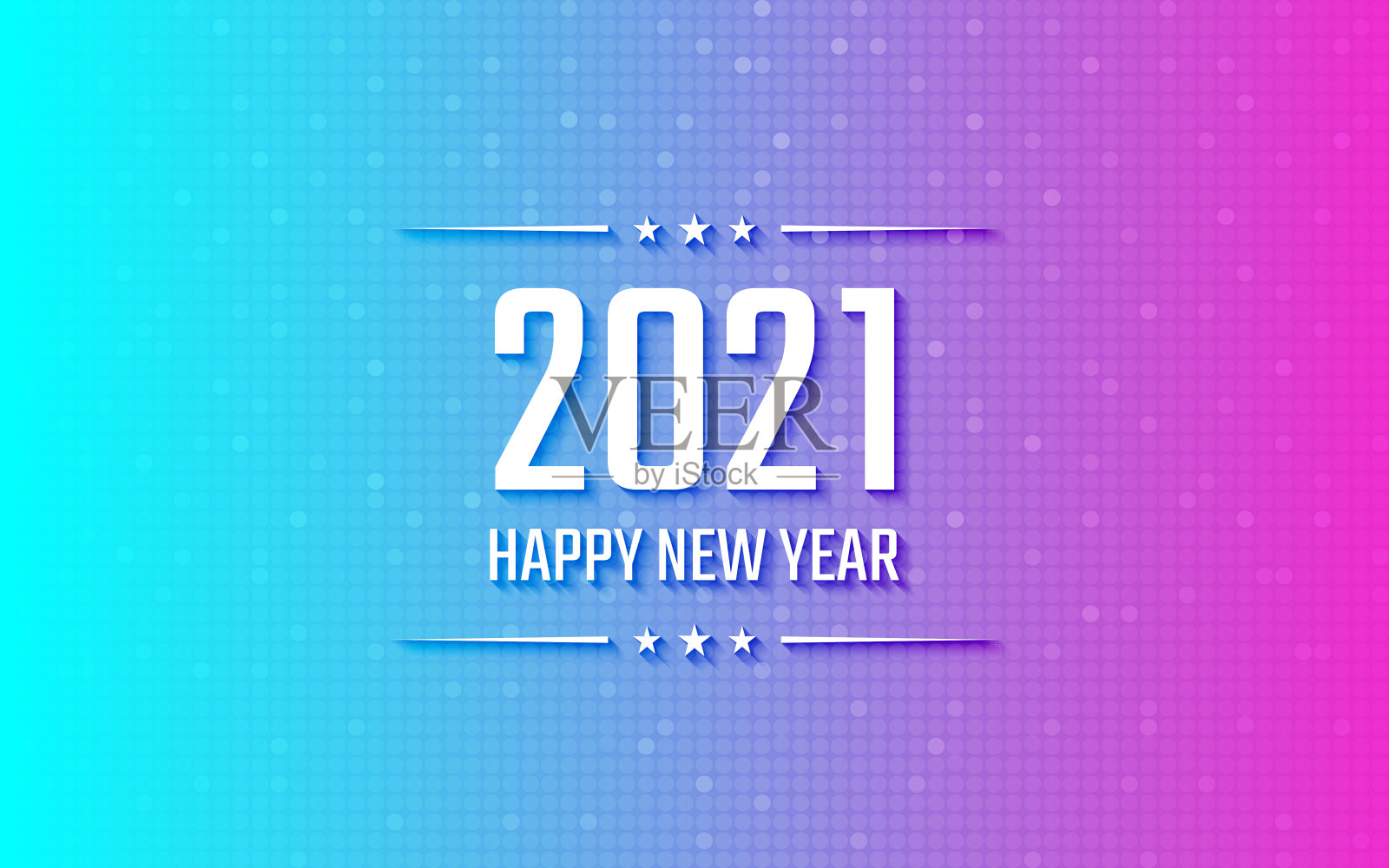 新年快乐2021字体效果圆点图案和霓虹灯颜色的背景设计模板素材