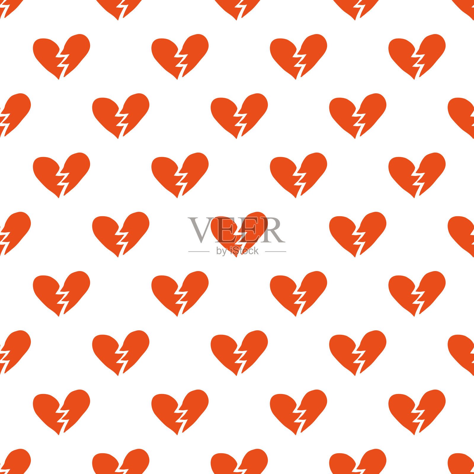 无缝模式与破碎的心。插画图片素材