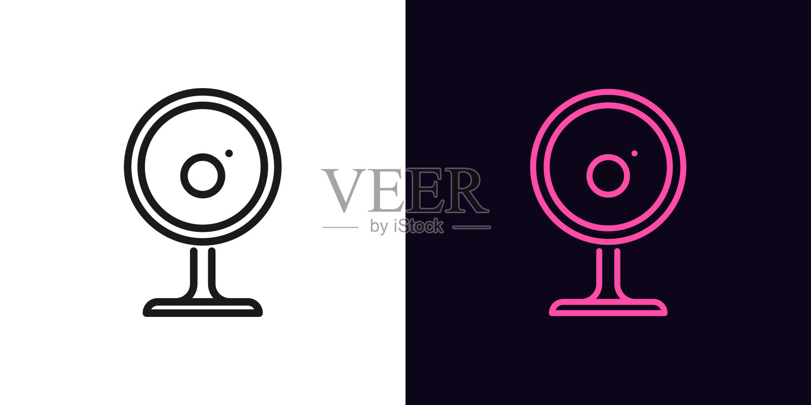 大纲摄像头图标。线性网络摄像头标志，可编辑笔画的独立网络摄像头插画图片素材