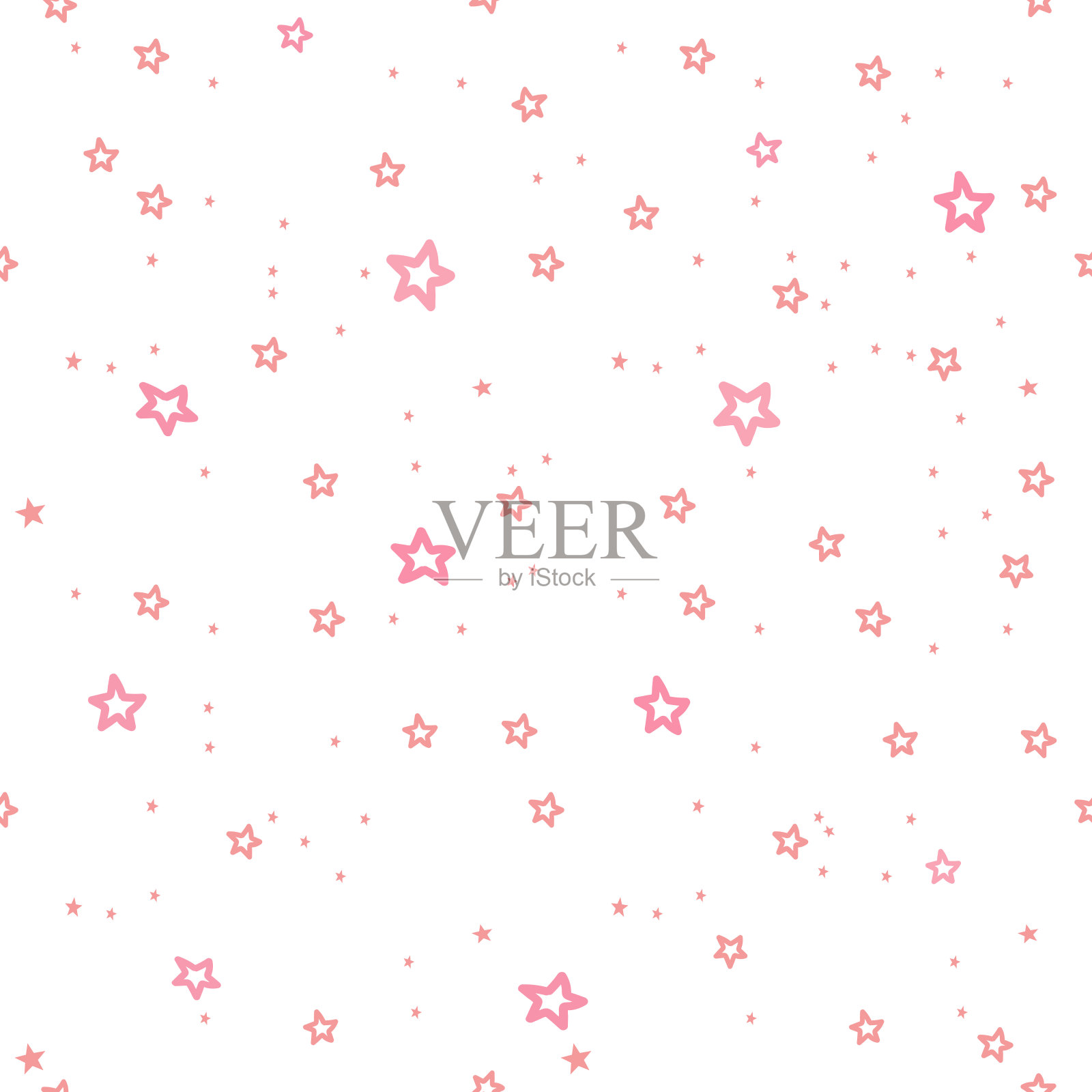 无缝模式与星星，粉红色和白色的背景插画图片素材