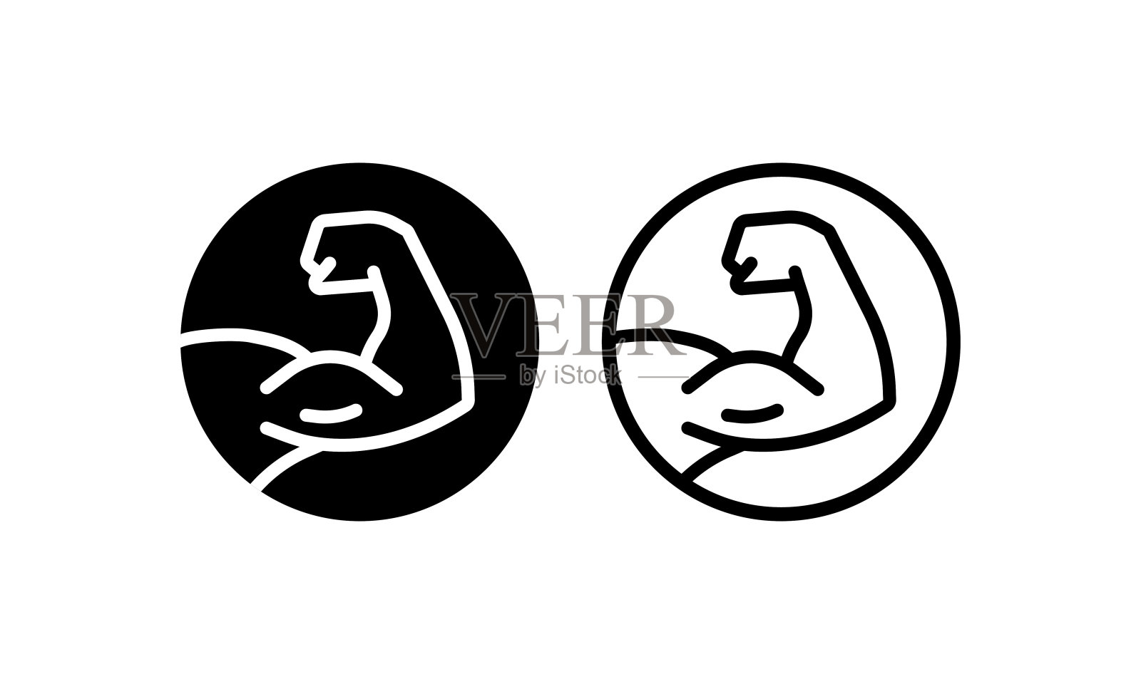 肌肉图标标识。强劲的手图标。健身和健身标志。插图。矢量在孤立的白色背景。每股收益10插画图片素材