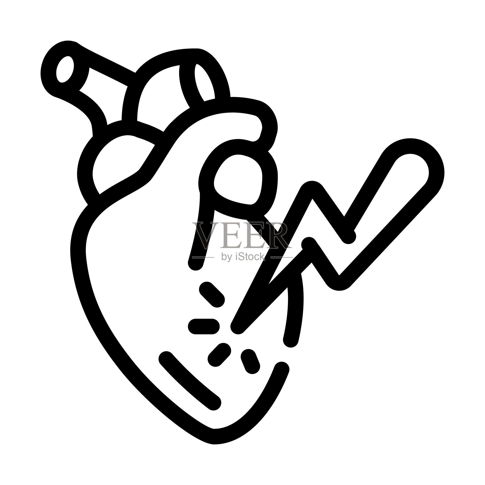 心脏病发作线图标矢量插图插画图片素材